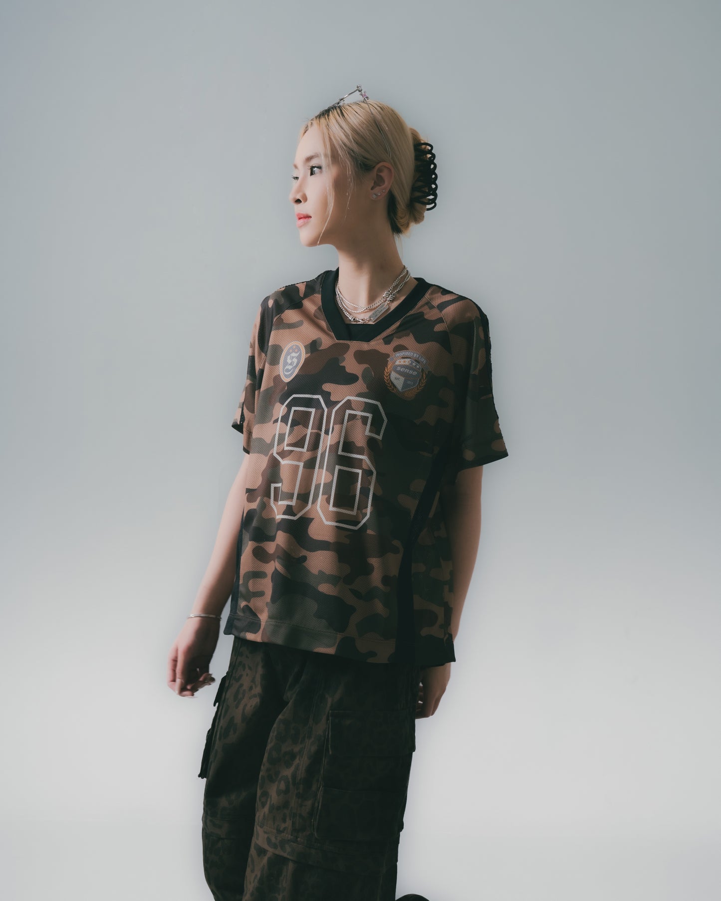 Football Mesh Oversize T-Shirts Camo【L25-T01CA】