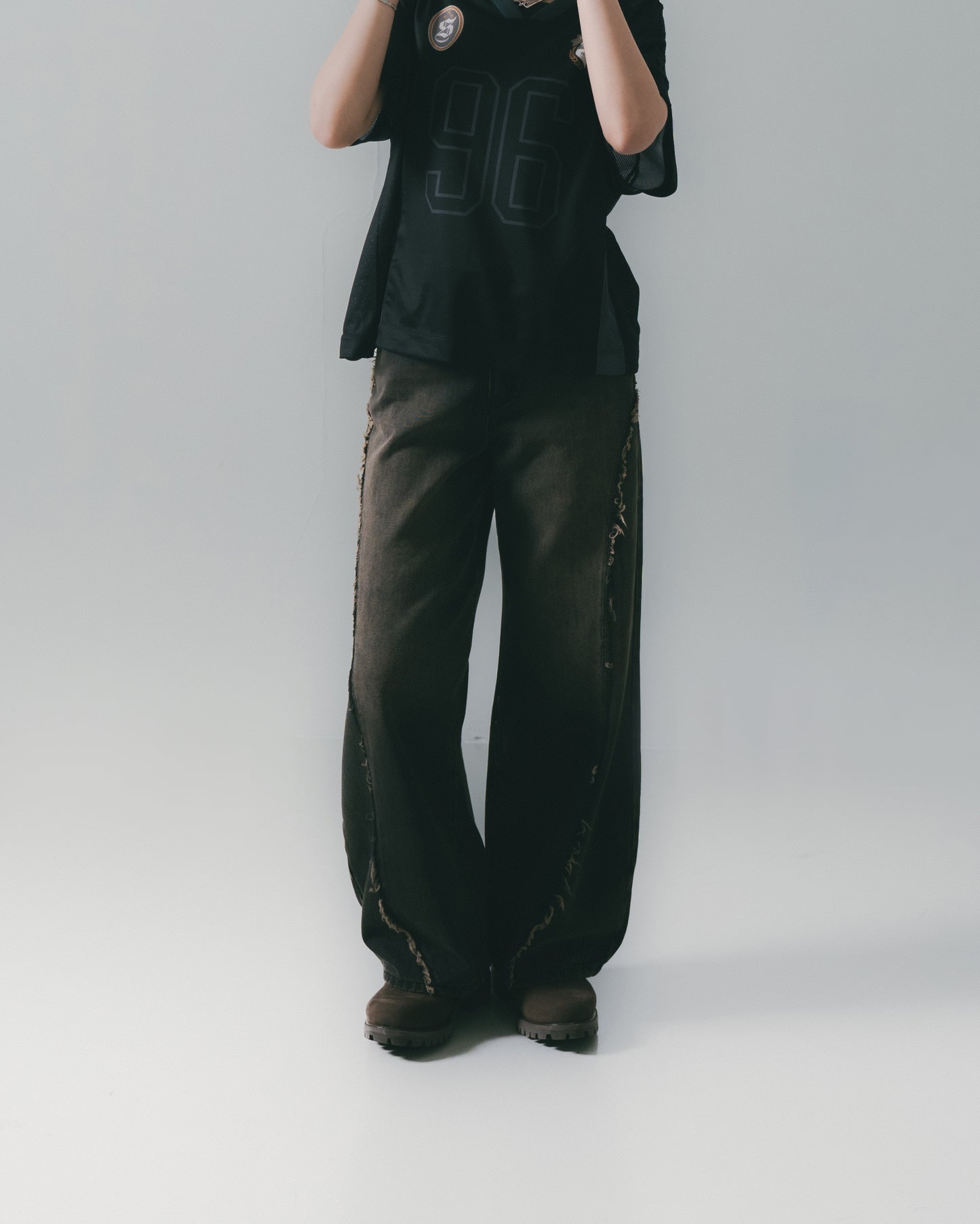 Football Mesh Oversize T-Shirts Black【L25-T01BK】