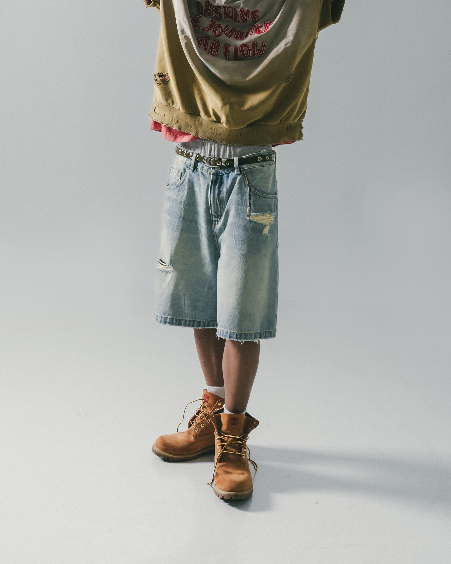 Destroy Wash Denim Shorts Blue【M25-24BL】