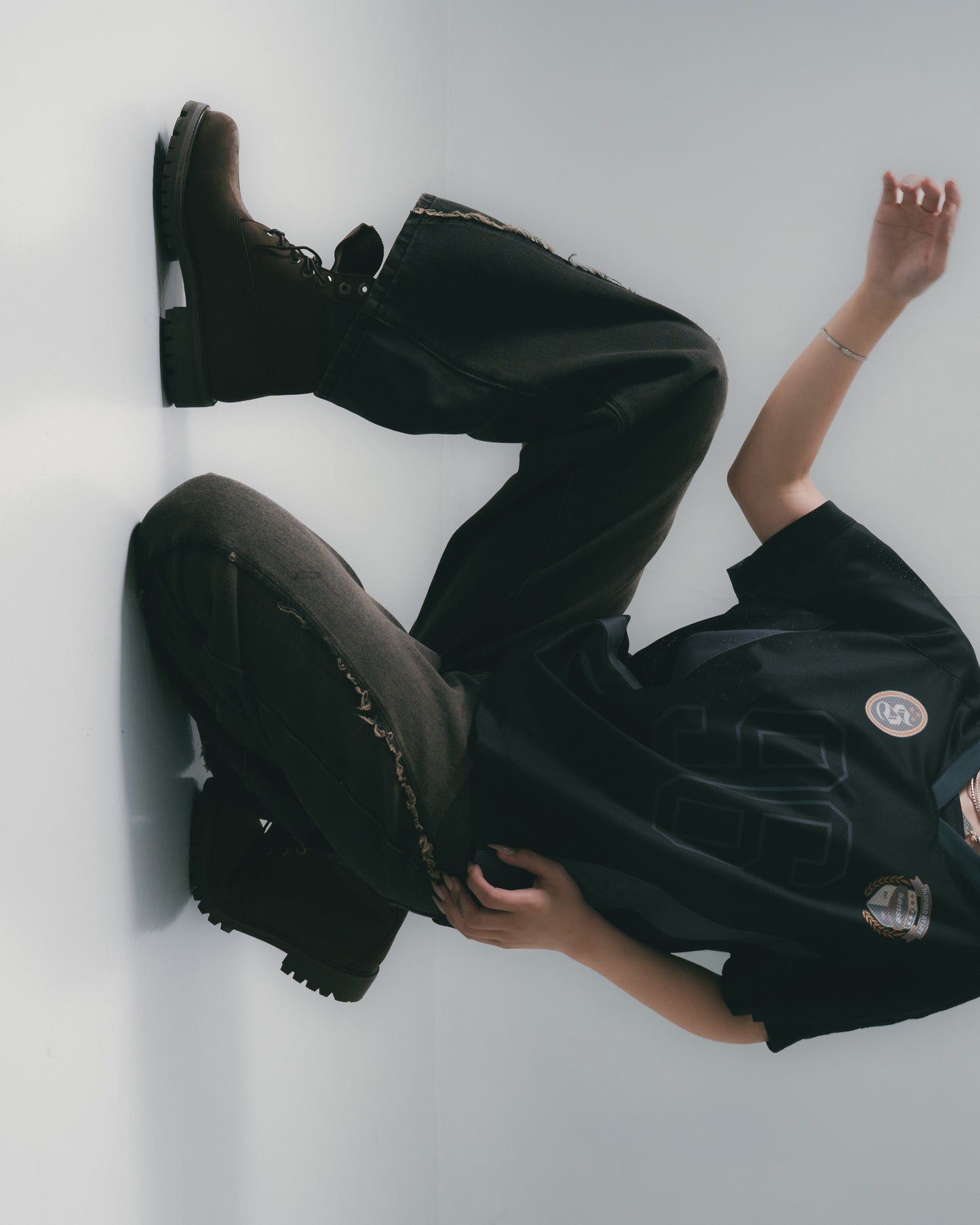 Twist Seam Baggy Denim Jeans Charcoal【L25-05CH】