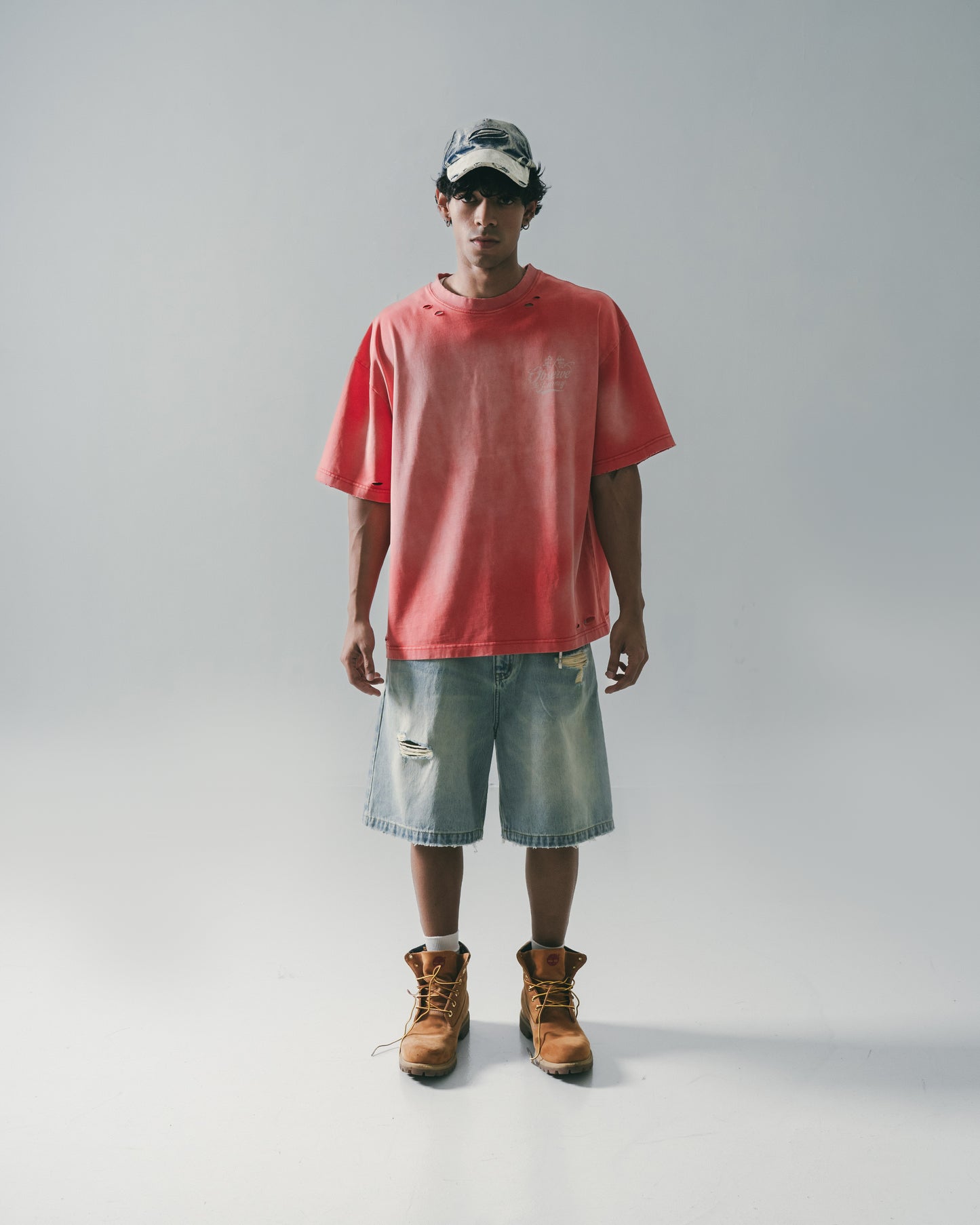 Destroy Wash Denim Shorts Blue【M25-24BL】