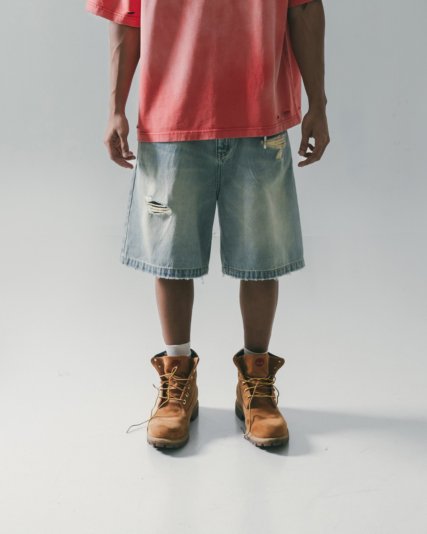 Destroy Wash Denim Shorts Blue【M25-24BL】