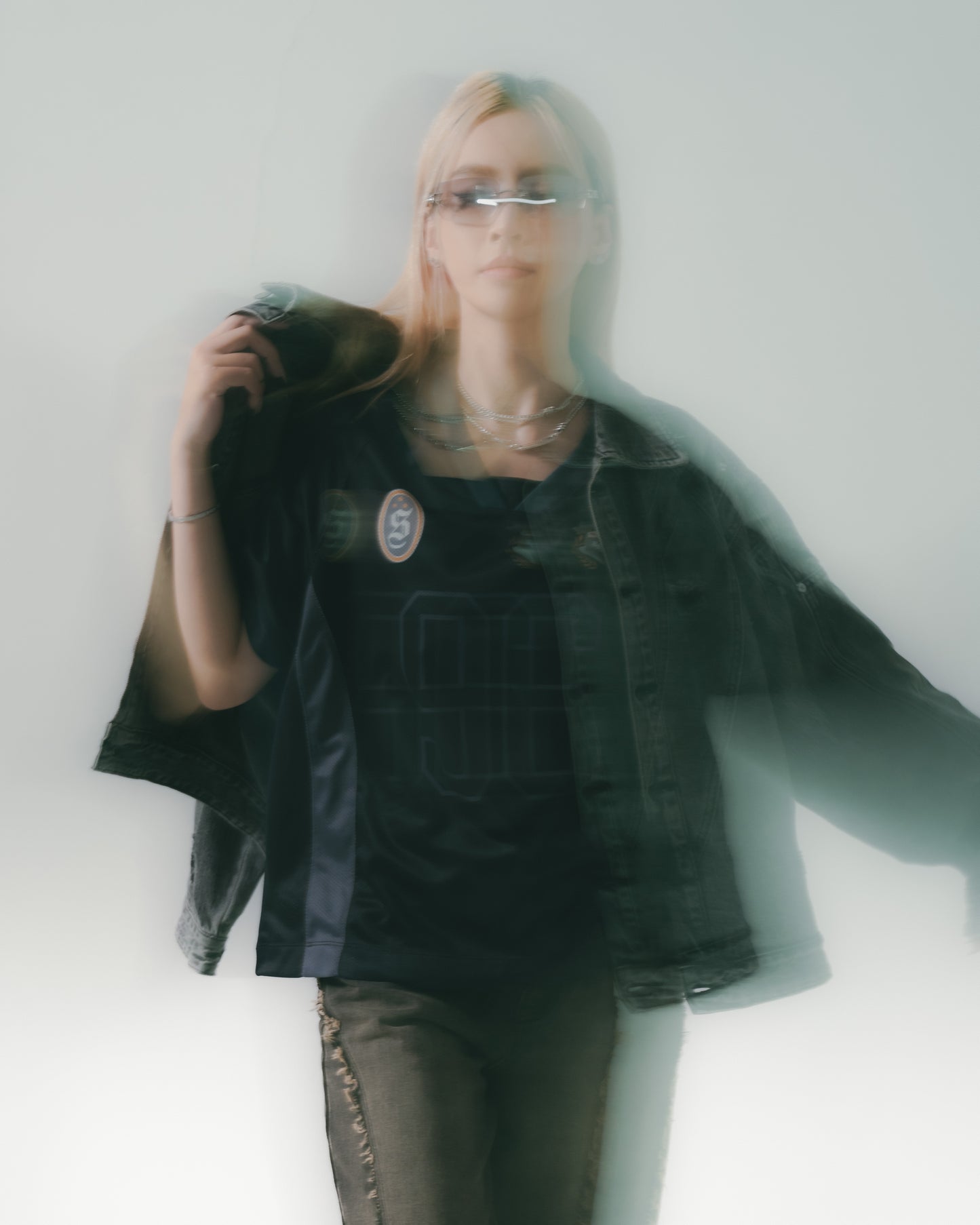 Football Mesh Oversize T-Shirts Black【L25-T01BK】