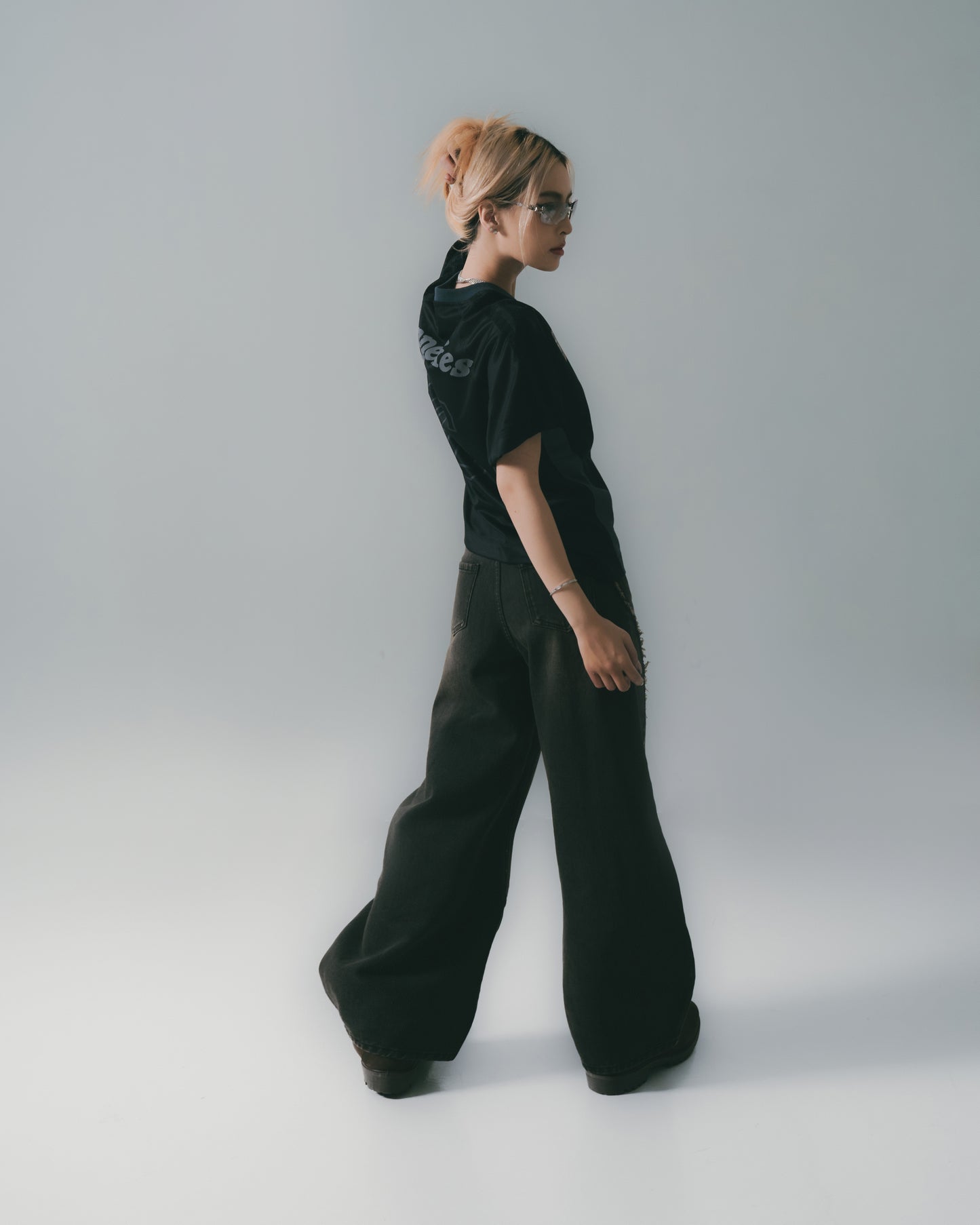 Twist Seam Baggy Denim Jeans Charcoal【L25-05CH】