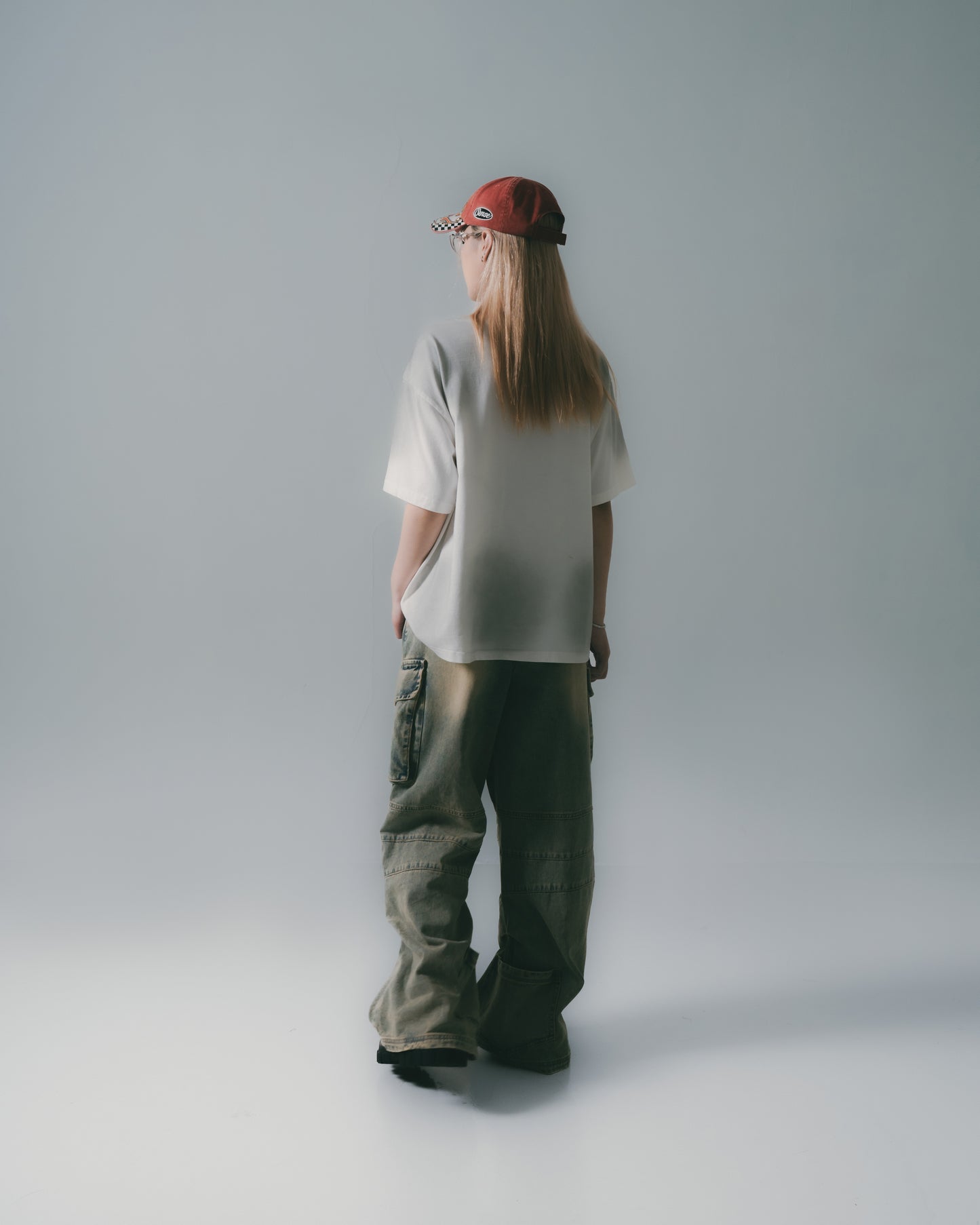 Distressed Denim Flared Cargo Pants Dirty Blue【L24-40DB】