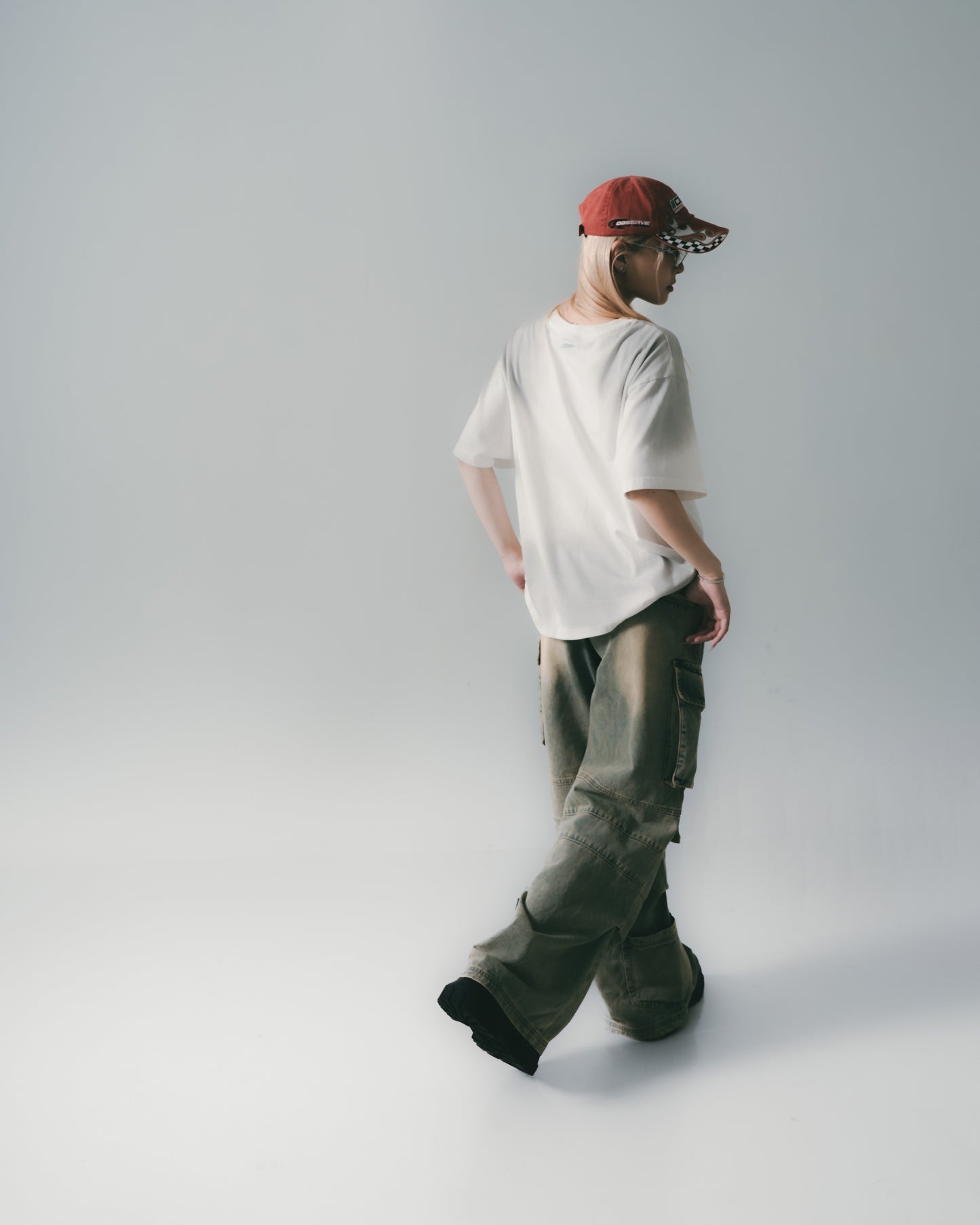 Distressed Denim Flared Cargo Pants Dirty Blue【L24-40DB】