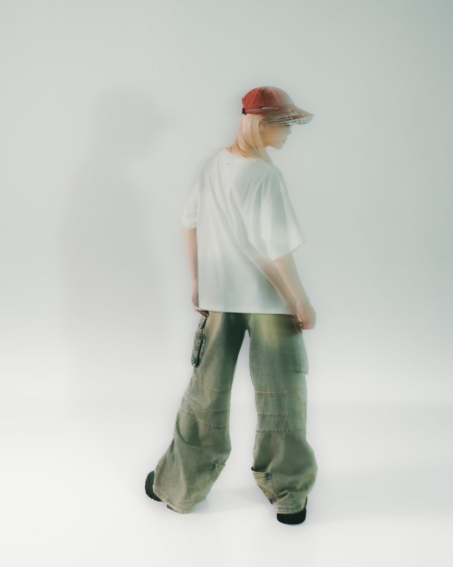 Distressed Denim Flared Cargo Pants Dirty Blue【L24-40DB】