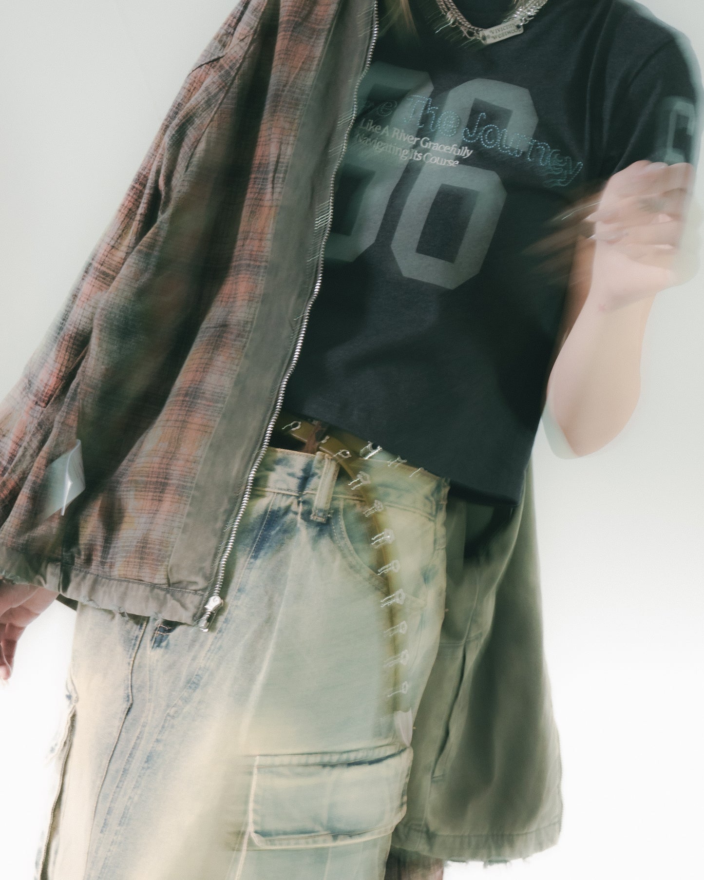 Distressed Denim Full Skirt Dirty Blue【L24-47DB】