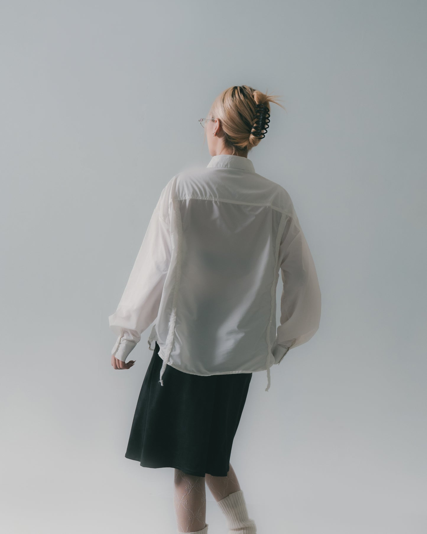 Chest Hole Oversize Shirt White【L25-22WH】