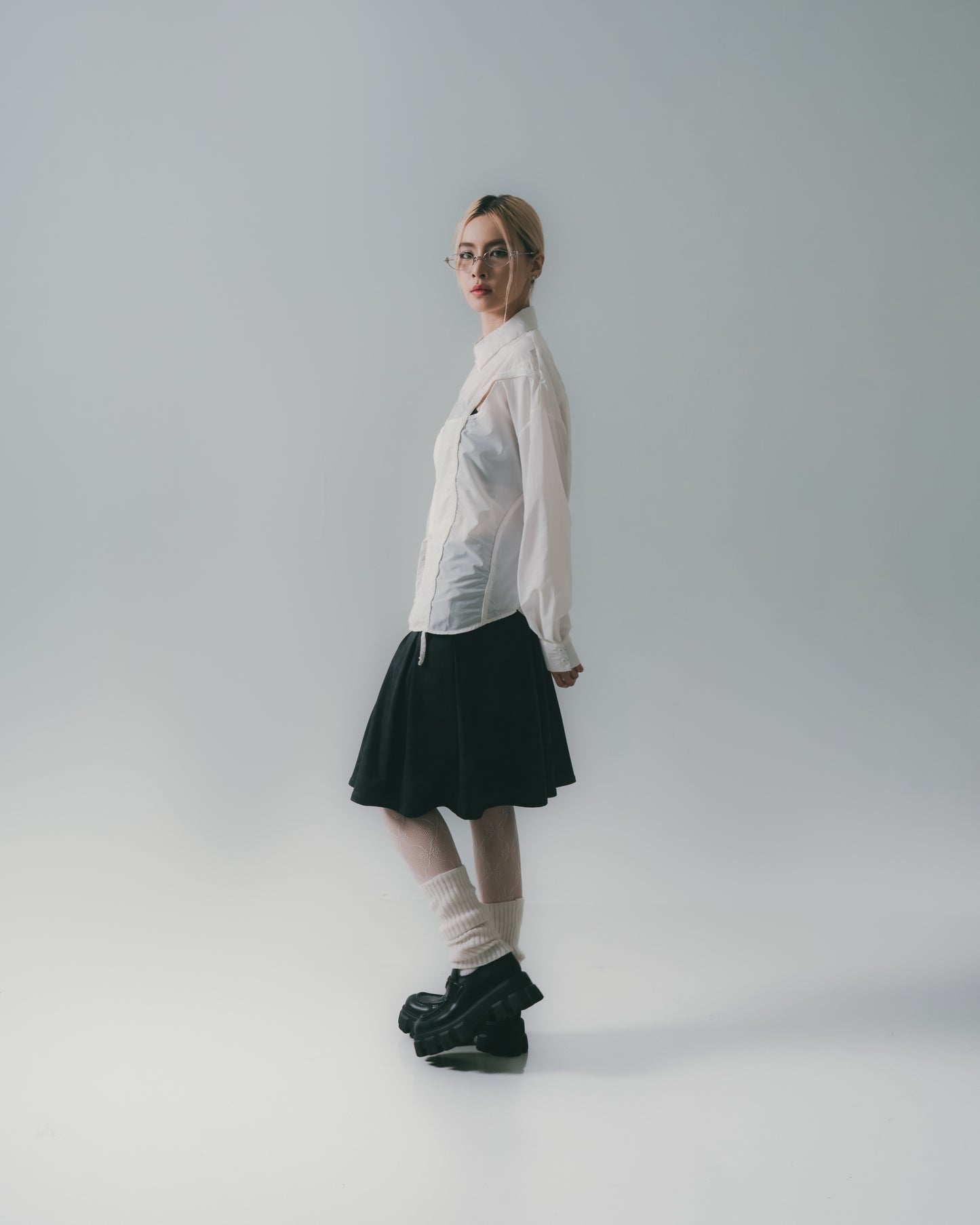 Washed Mini Skirt Charoal【L25-16CH】