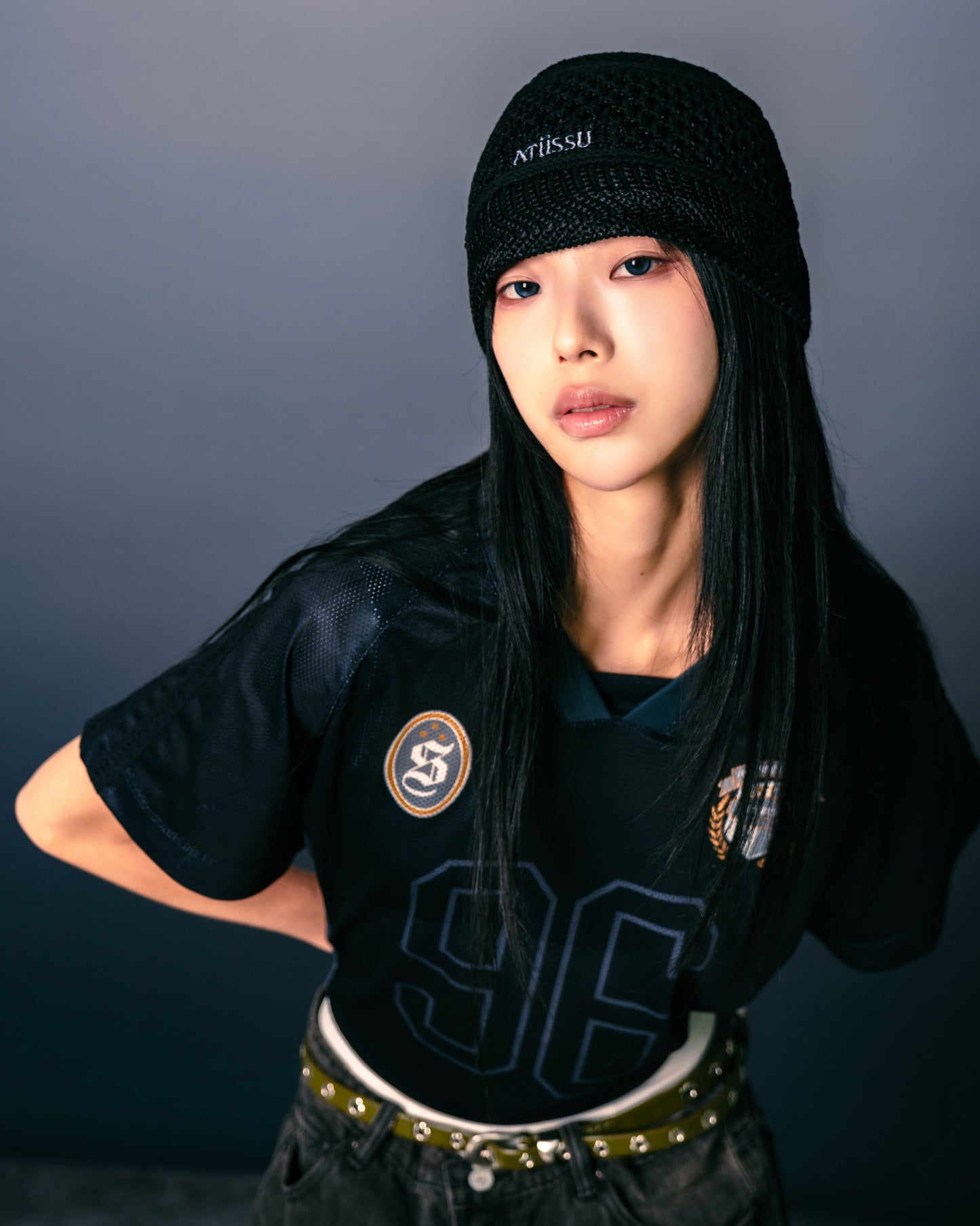 Football Mesh Oversize T-Shirts Black【L25-T01BK】