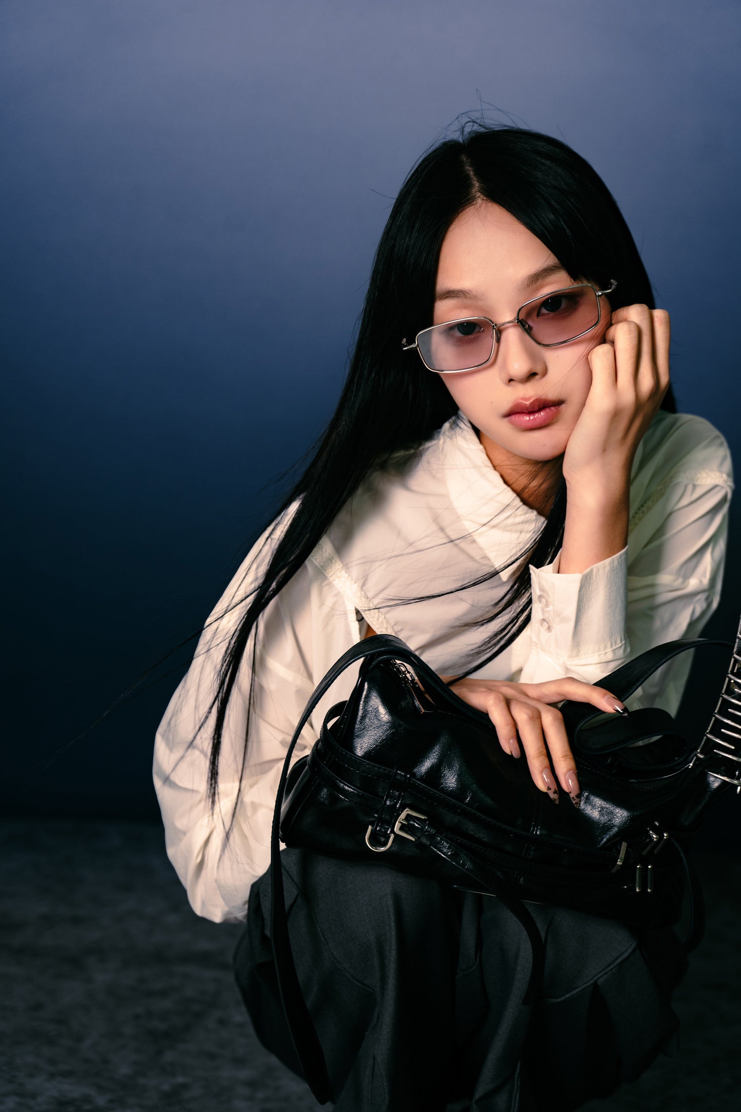 Chest Hole Oversize Shirt White【L25-22WH】