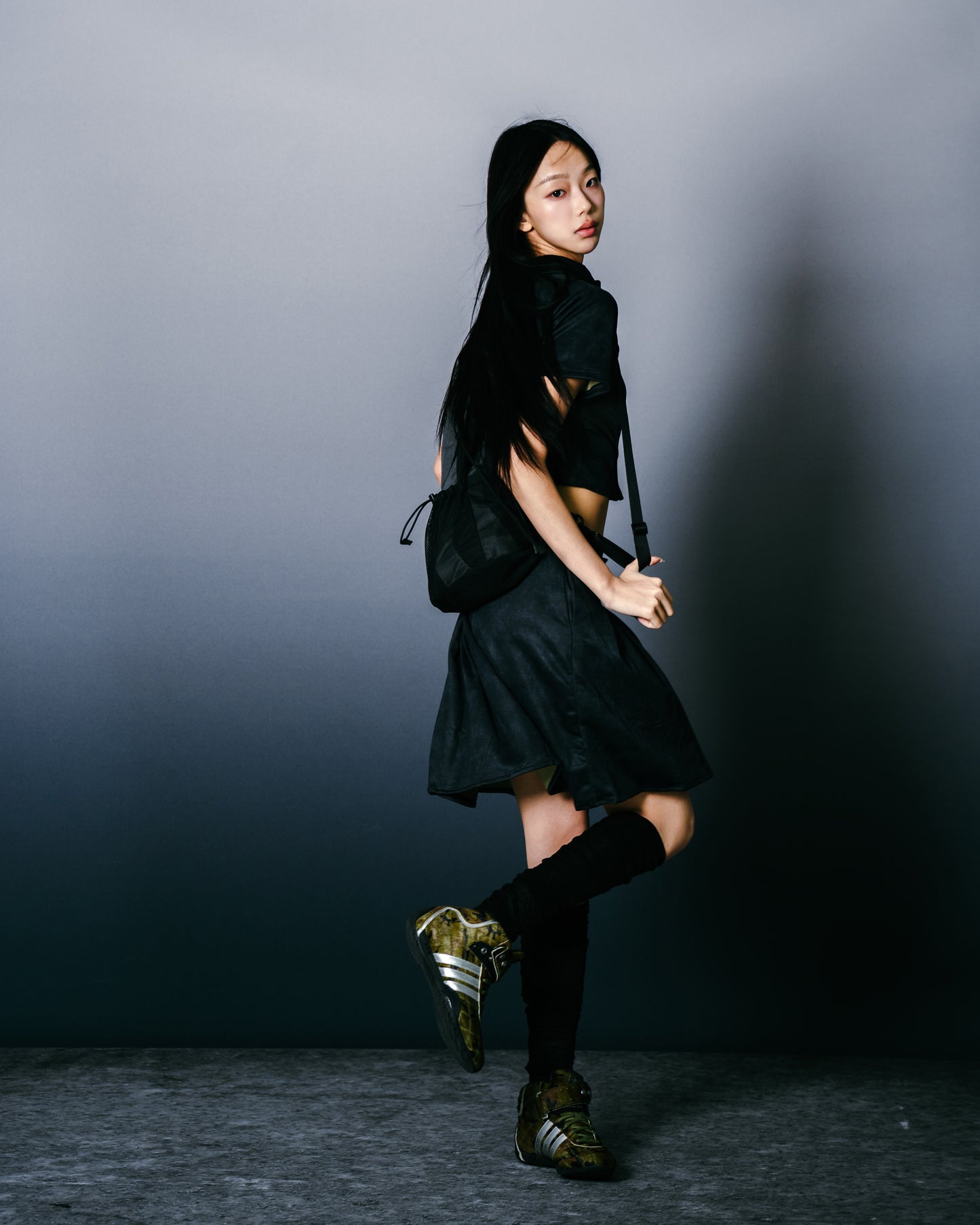 Washed Mini Skirt Charoal【L25-16CH】