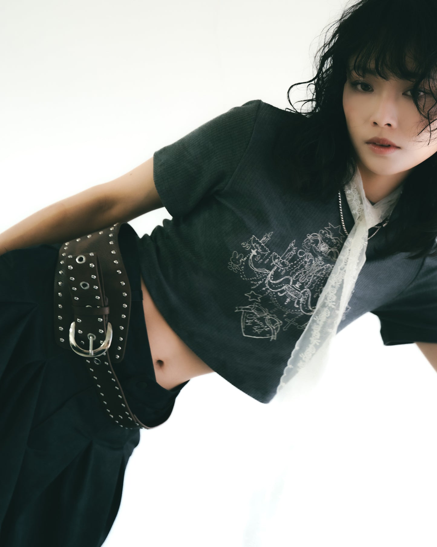 Crystal Chandelier Printed Top Black【L25-T05BK】