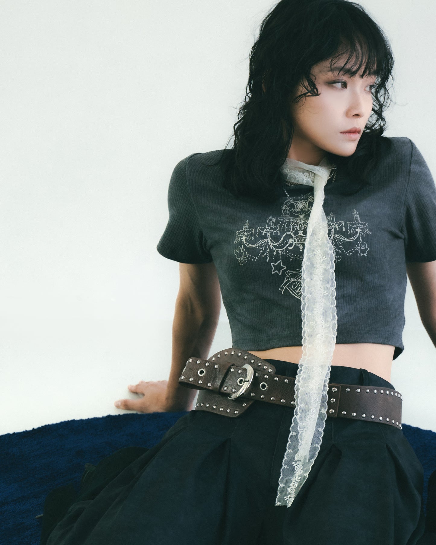 Crystal Chandelier Printed Top Black【L25-T05BK】