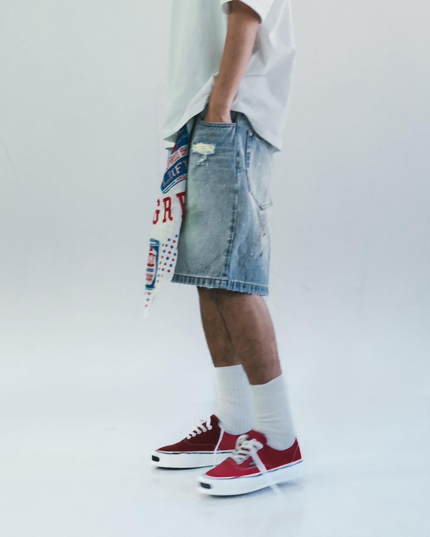 Destroy Wash Denim Shorts Blue【M25-24BL】