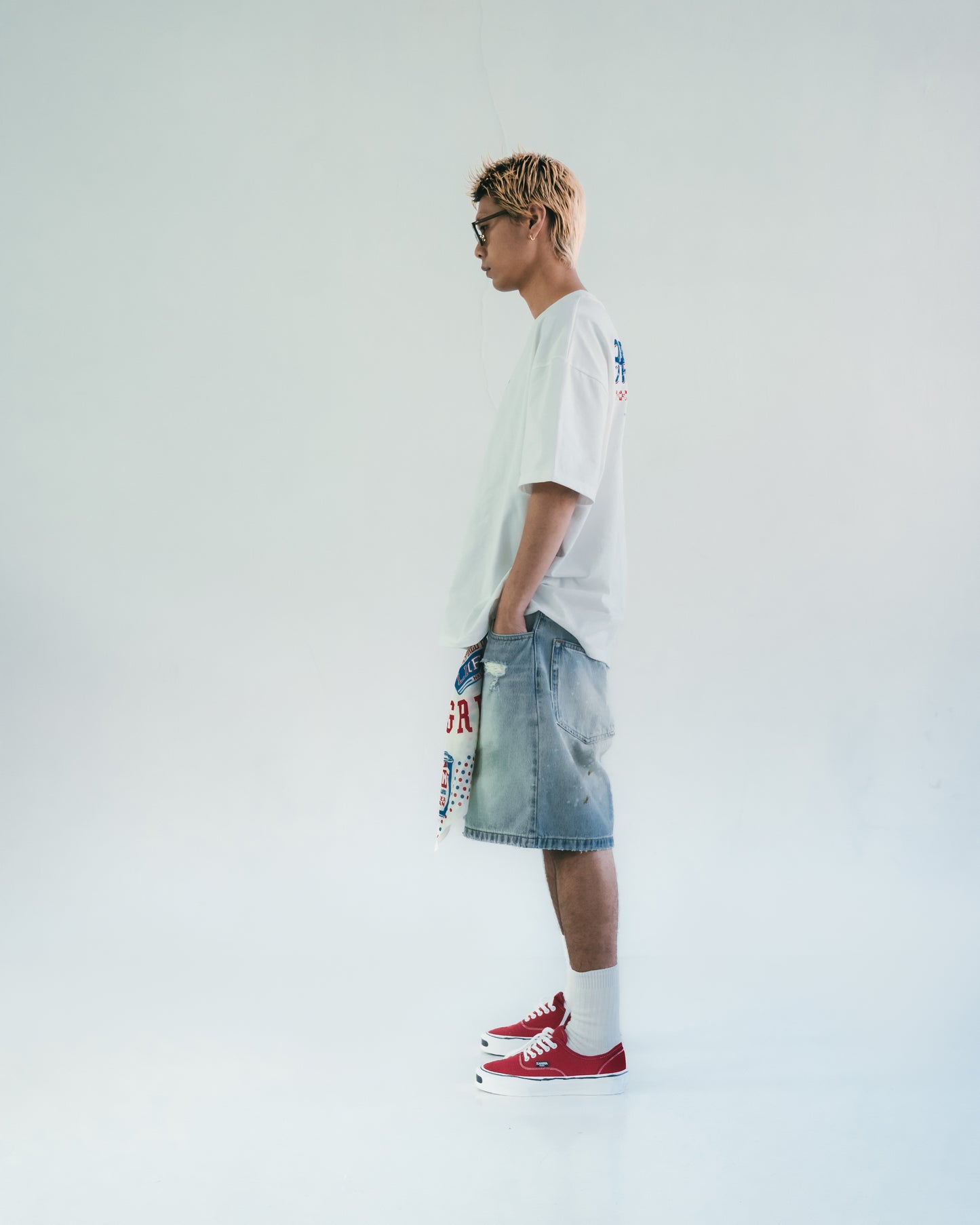 Destroy Wash Denim Shorts Blue【M25-24BL】