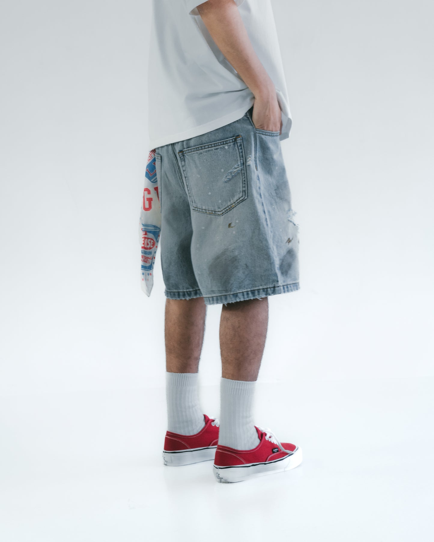 Destroy Wash Denim Shorts Blue【M25-24BL】