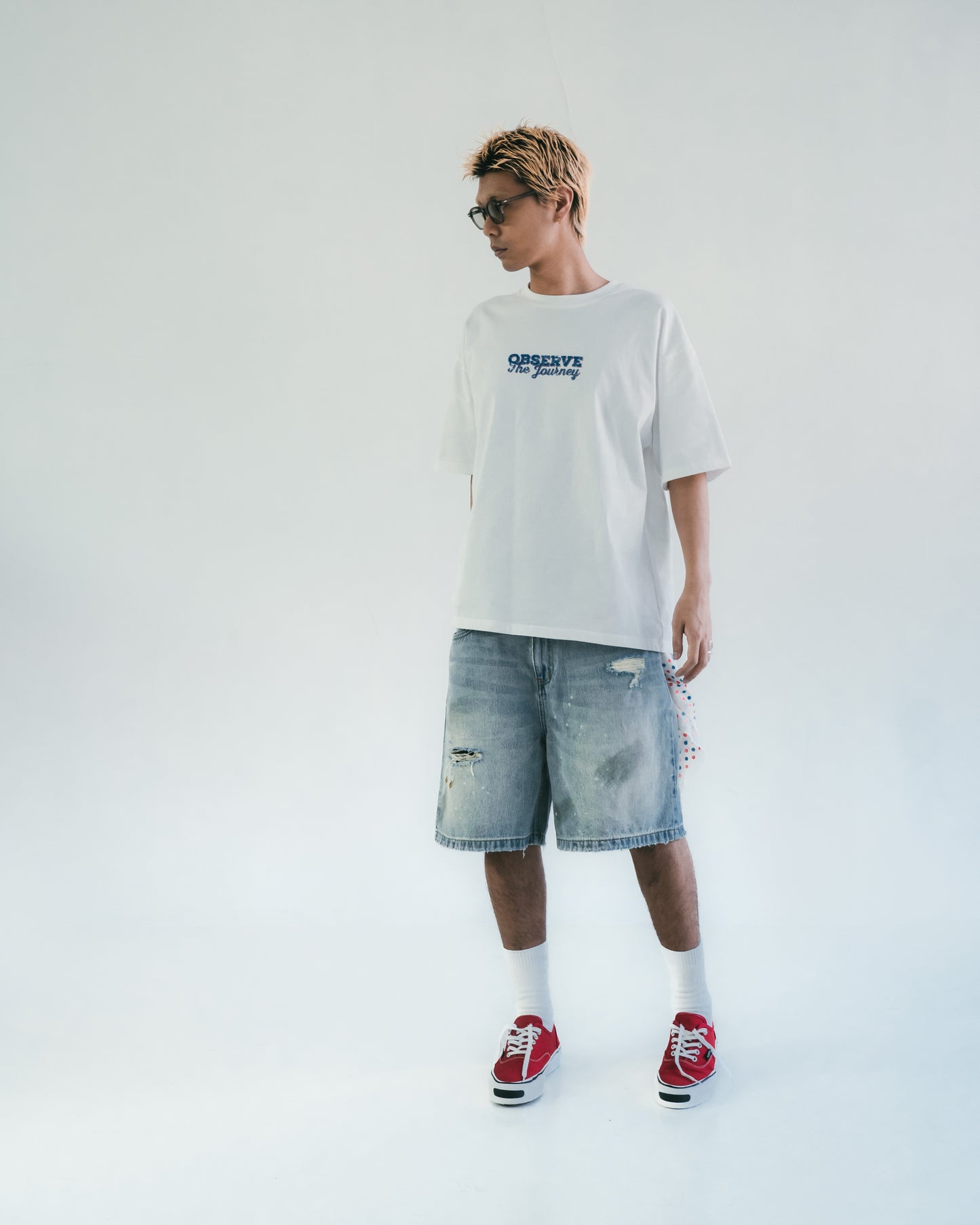 Destroy Wash Denim Shorts Blue【M25-24BL】