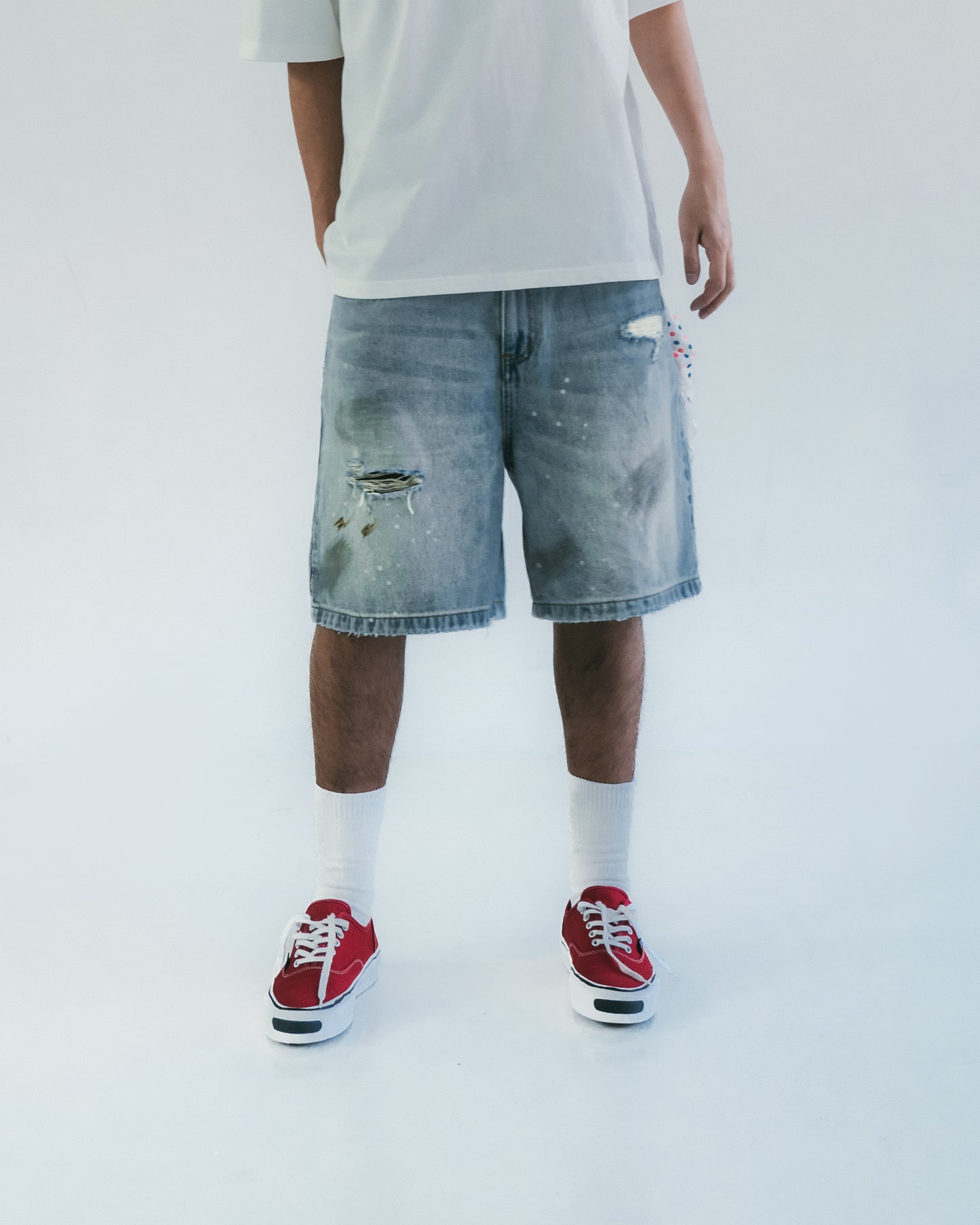 Destroy Wash Denim Shorts Blue【M25-24BL】