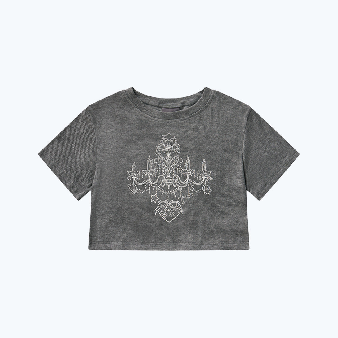 Crystal Chandelier Printed Top Black【L25-T05BK】