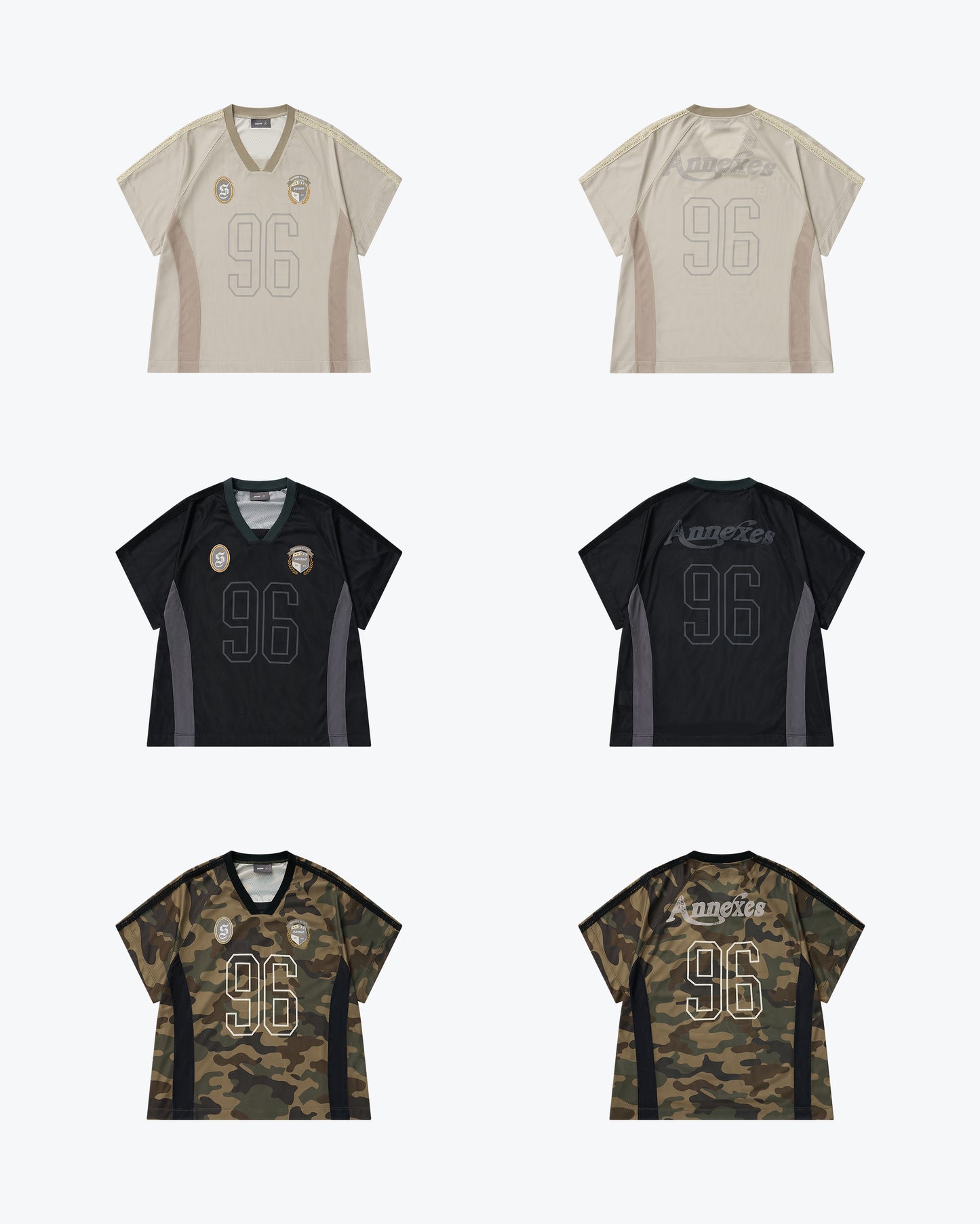 Football Mesh Oversize T-Shirts Black【L25-T01BK】