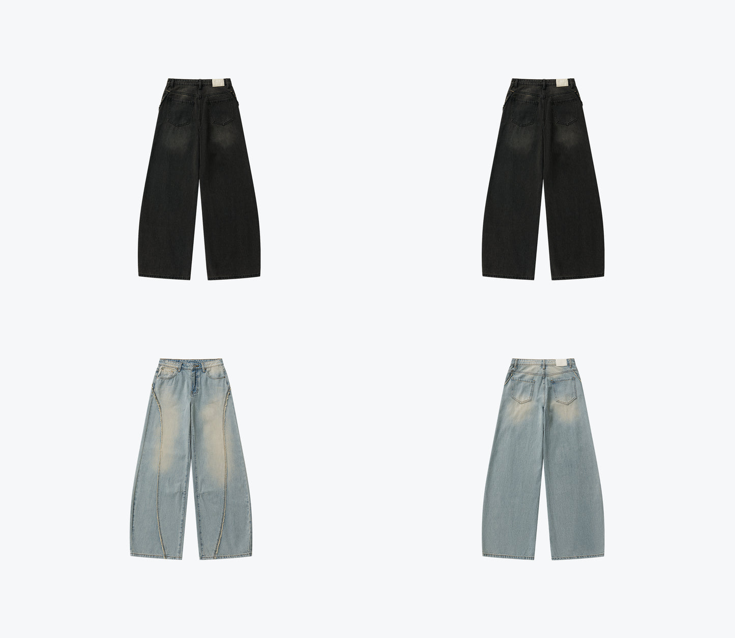 Twist Seam Baggy Denim Jeans Charcoal【L25-05CH】