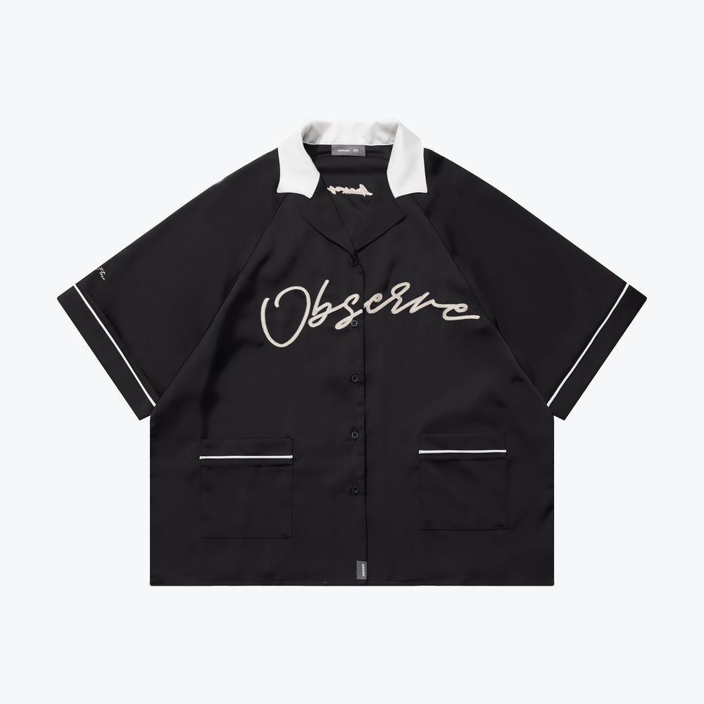 Embroidery Bowling Shirt Black【M24-15BK】