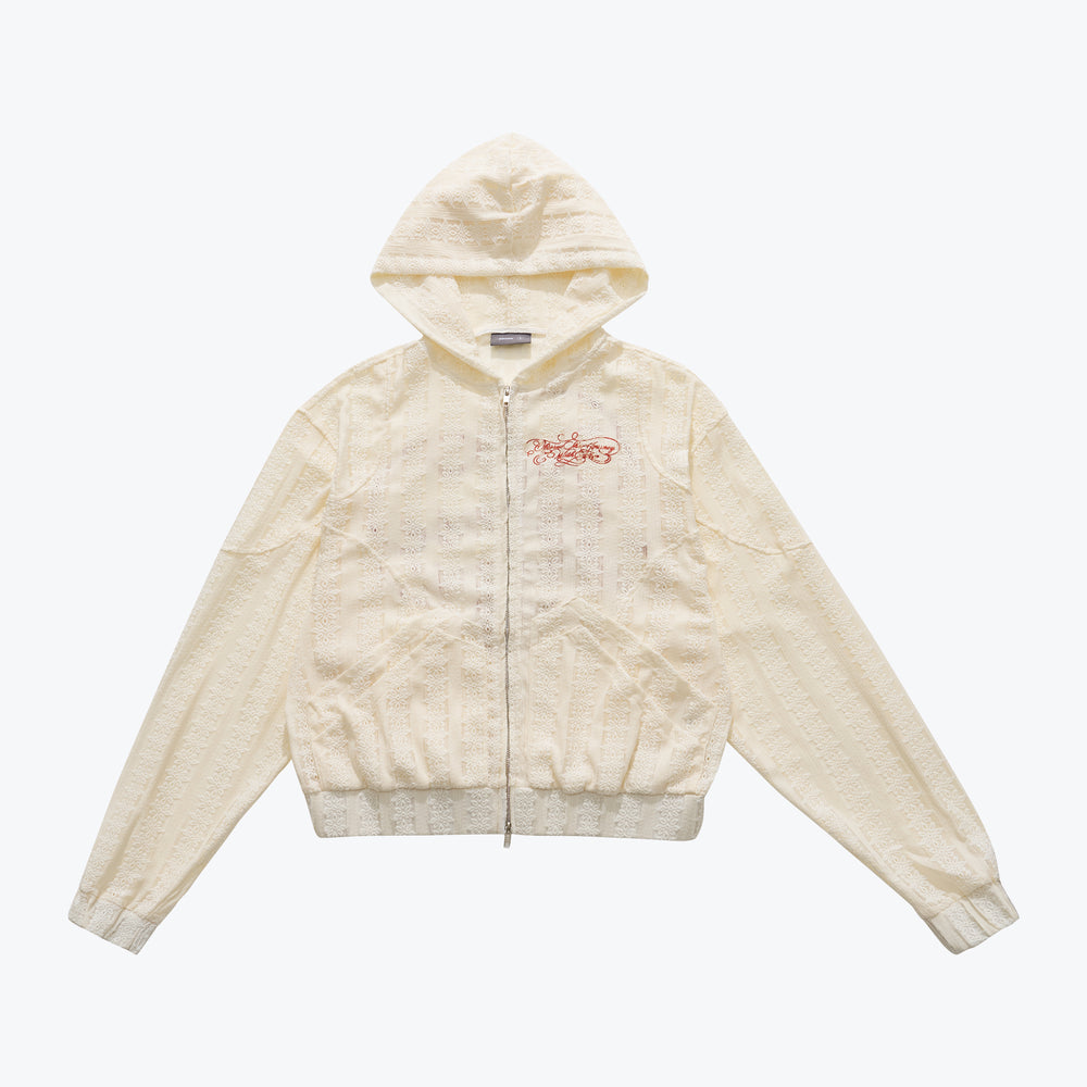 Branscombe Tape Zip-up Hoodie Cream【L25-42CM】