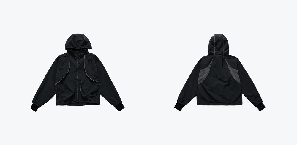 
                  
                    Paneled Lightweight Hooded Jacket Black【L25-39BK】
                  
                