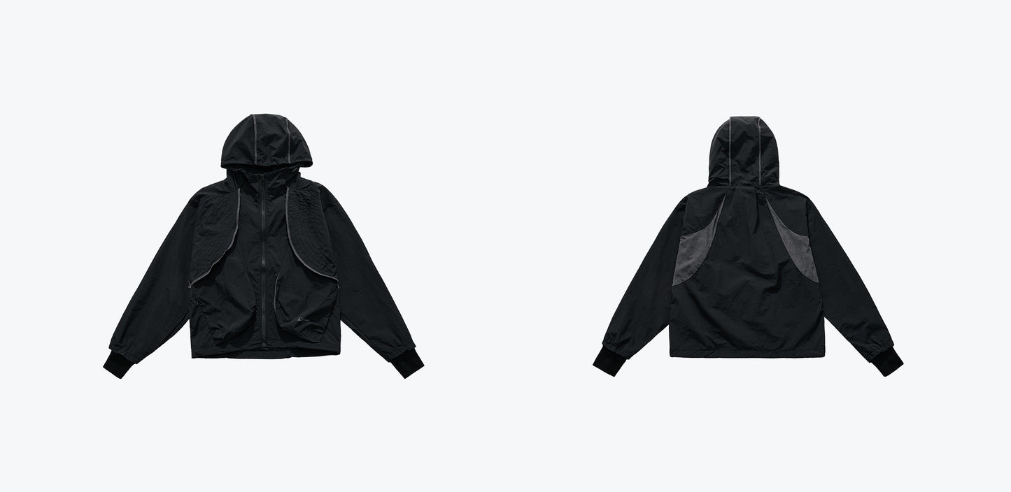 
                  
                    Paneled Lightweight Hooded Jacket Black【L25-39BK】
                  
                