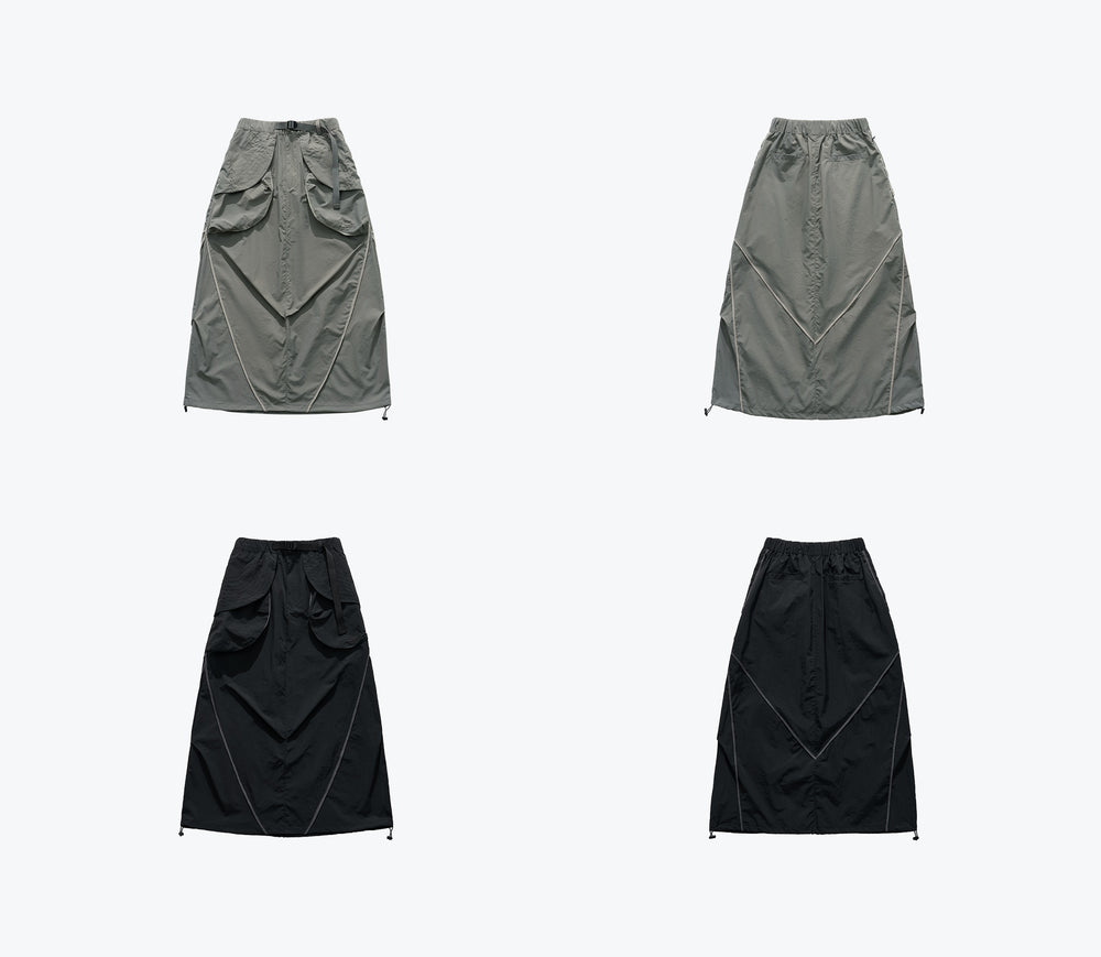 
                  
                    Paneled Lightweight Layer Skirt Black【L25-38BK】
                  
                