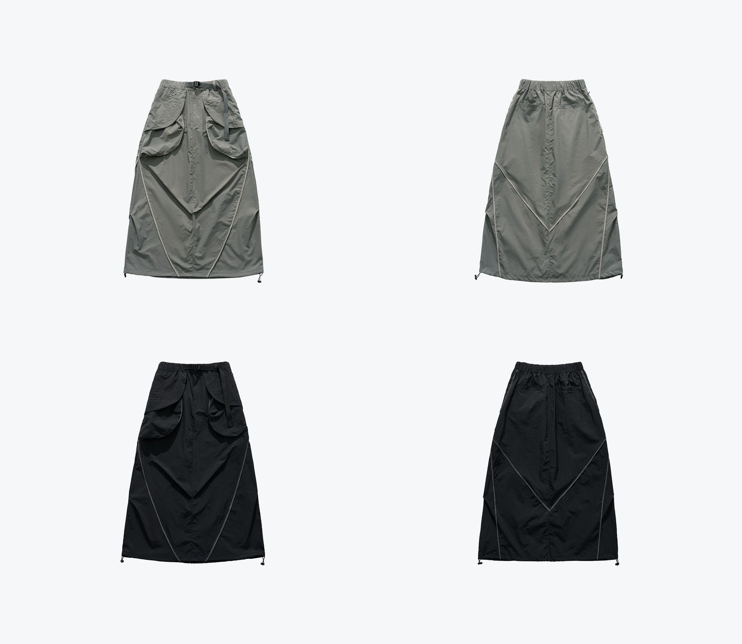 
                  
                    Paneled Lightweight Layer Skirt Black【L25-38BK】
                  
                