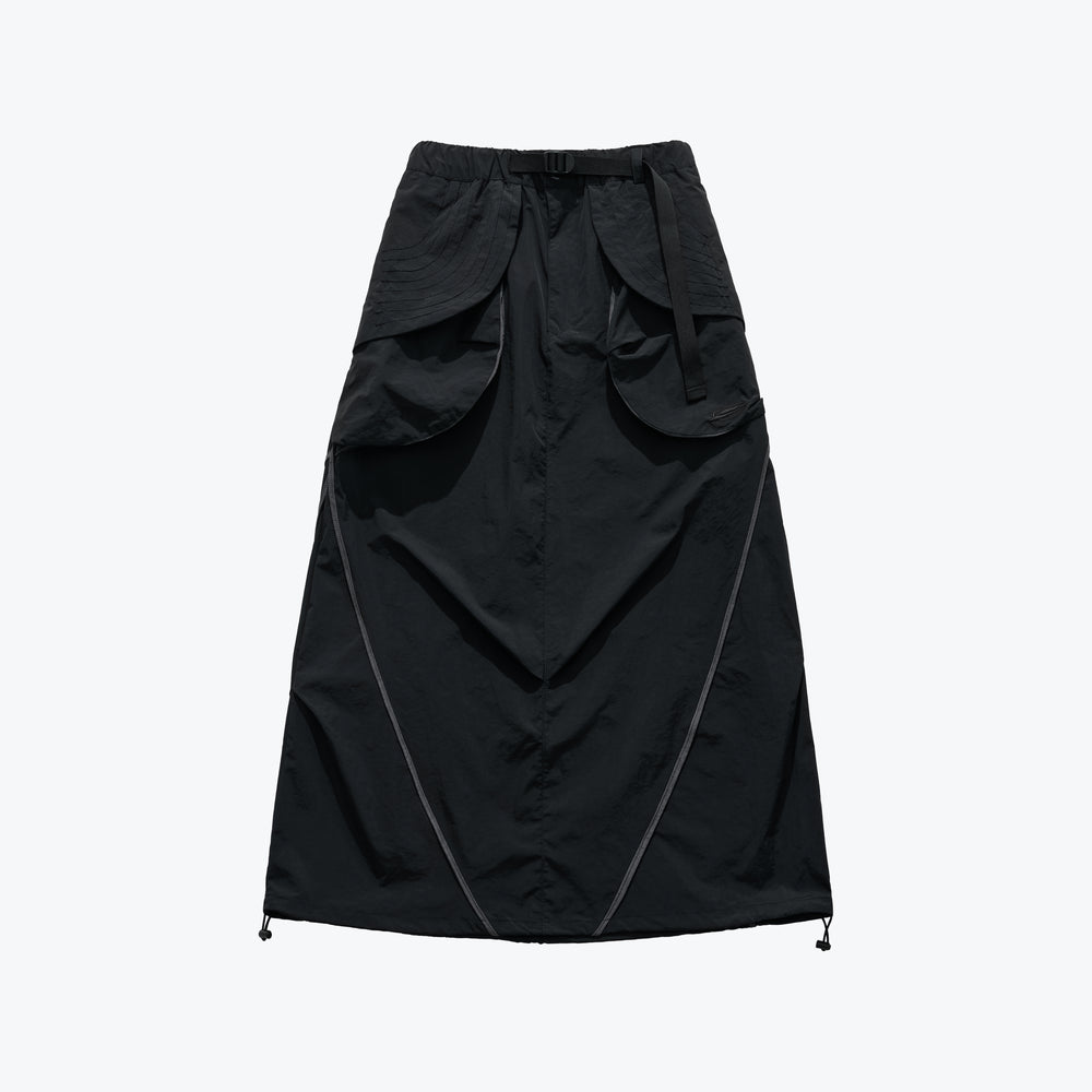 Paneled Lightweight Layer Skirt Black【L25-38BK】