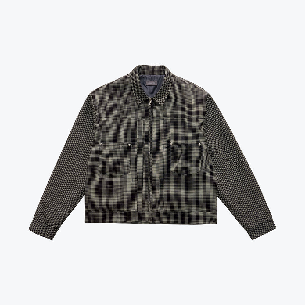 Embroidered Plaid Jacket Gray Black【M25-49GB】