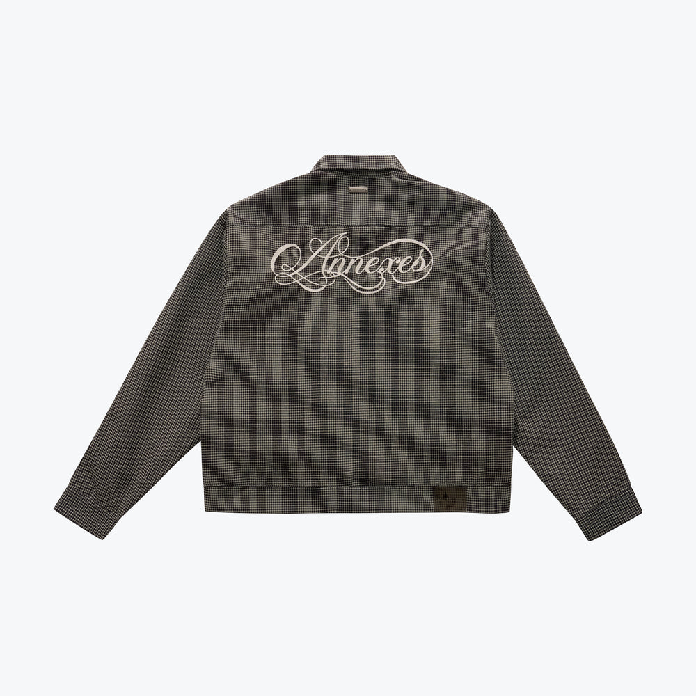 
                  
                    Embroidered Plaid Jacket Gray Black【M25-49GB】
                  
                