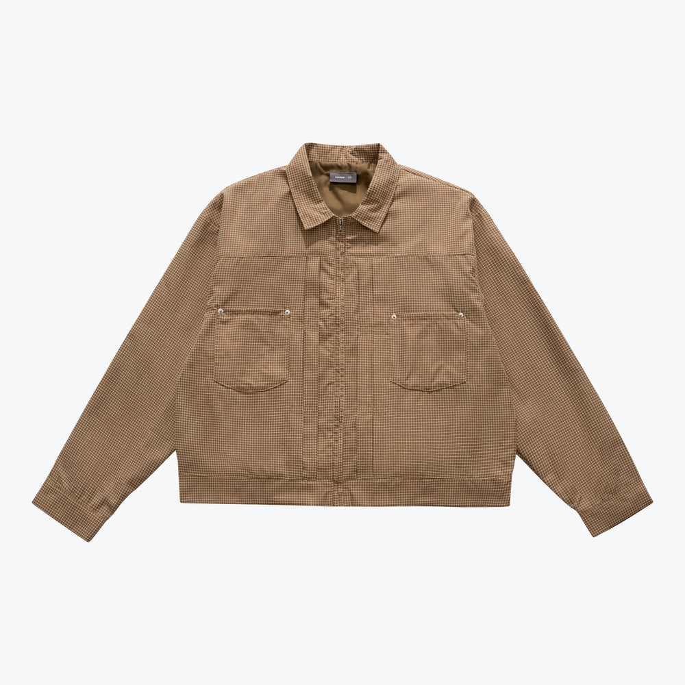 Embroidered Plaid Jacket Tan【M25-49TAN】