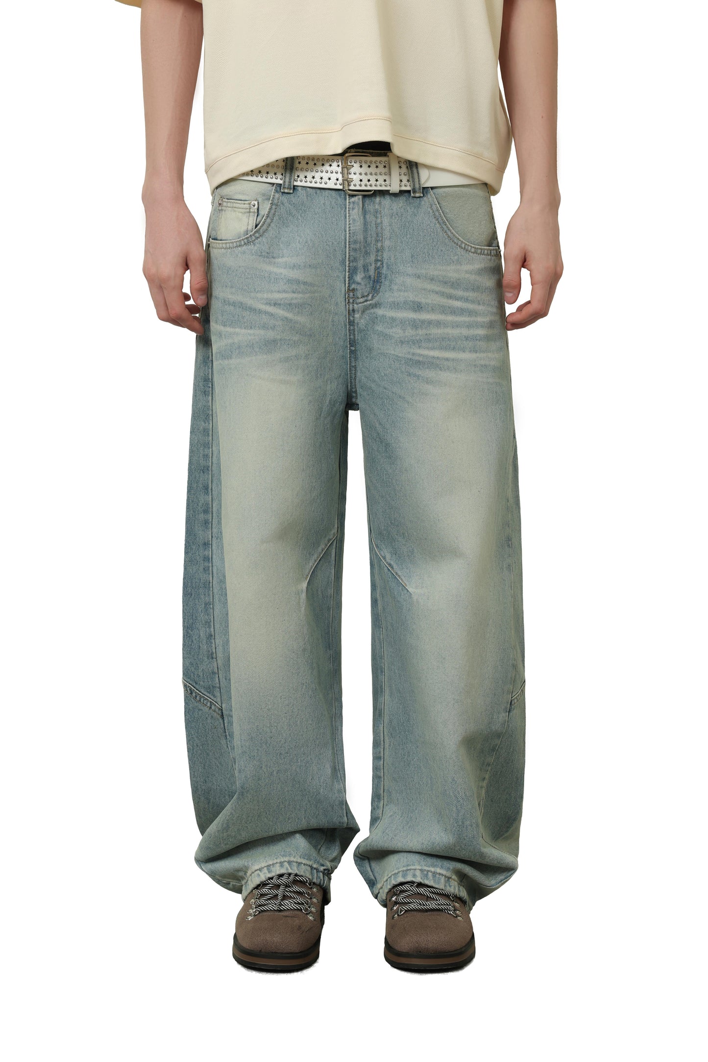 
                  
                    Curved Seam Faded Baggy Jeans Blue【M26-22BL】
                  
                