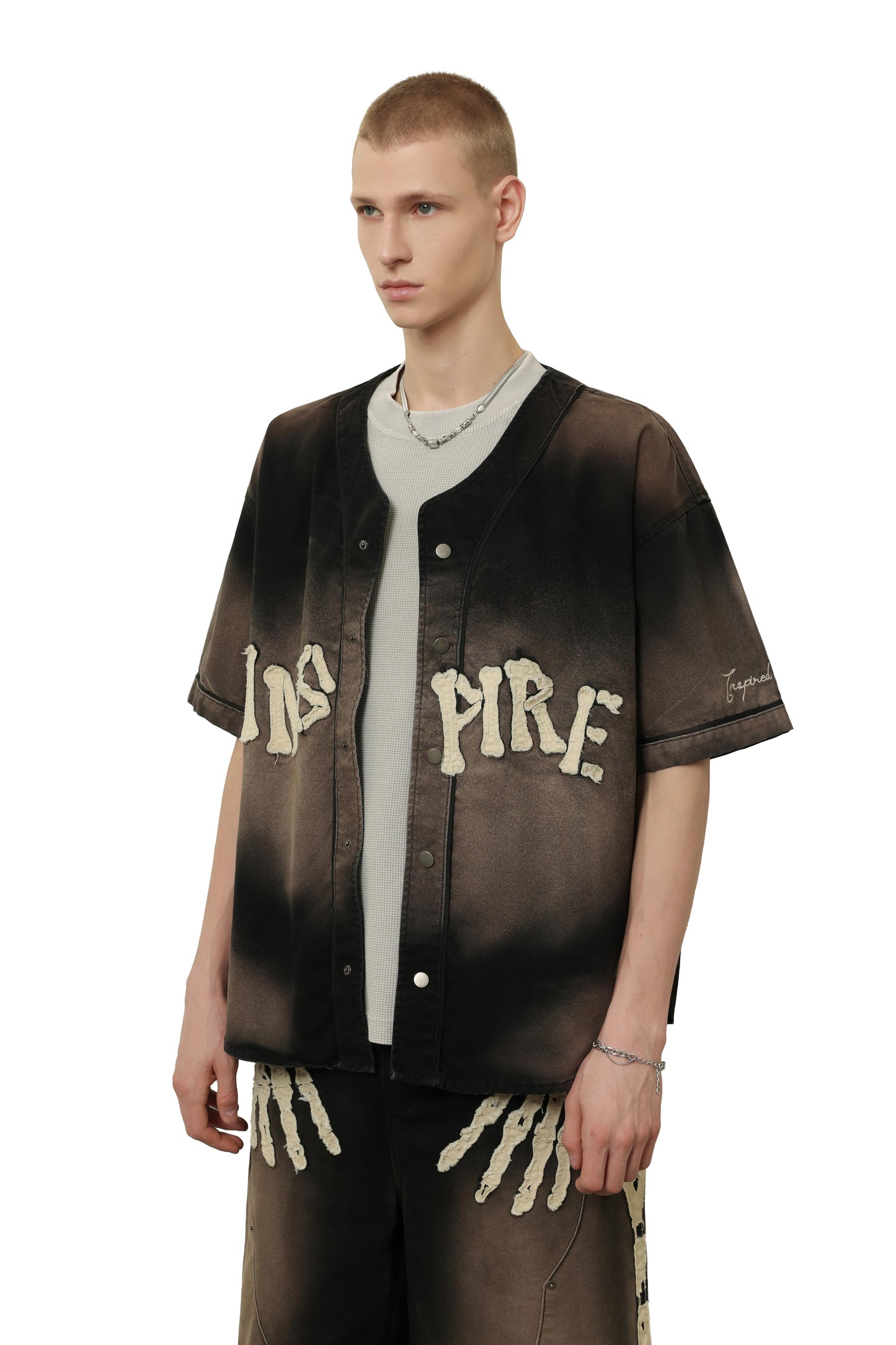 
                  
                    Bone Applique Baseball Jersey Charcoal【M26-19CH】
                  
                