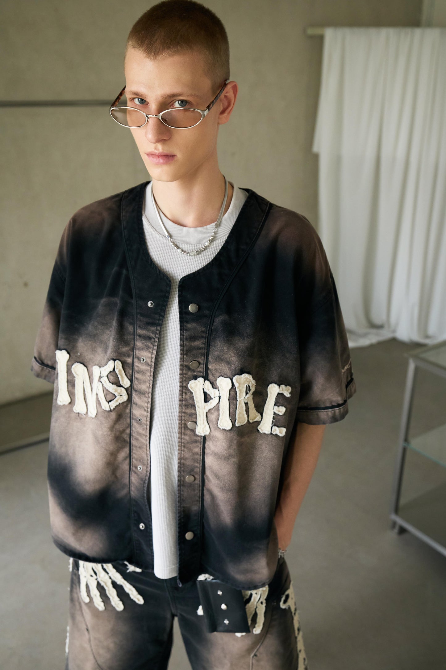 
                  
                    Bone Applique Baseball Jersey Charcoal【M26-19CH】
                  
                