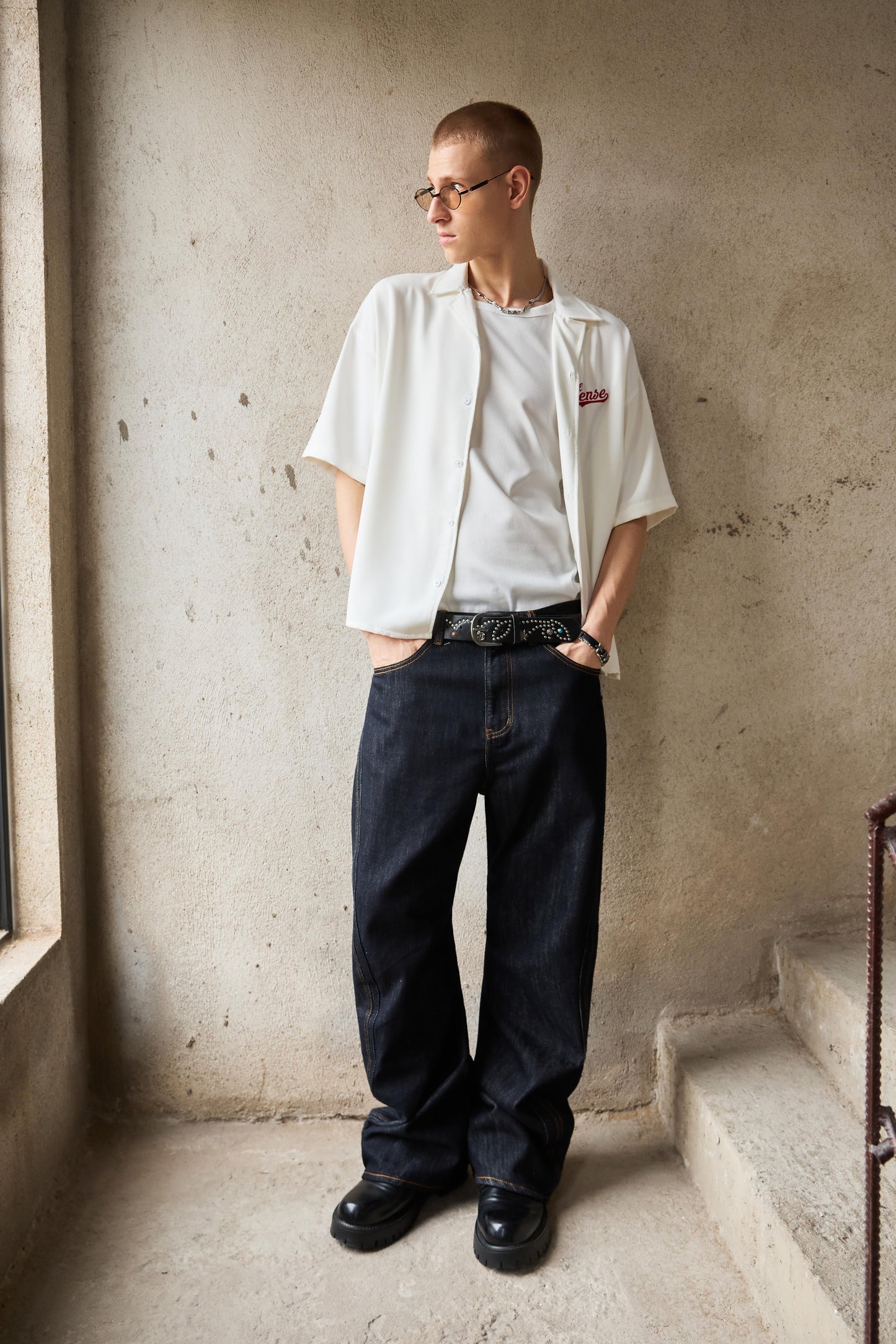 
                  
                    Eagle Chain- Stitch Camp Shirt White【M26-18WH】
                  
                