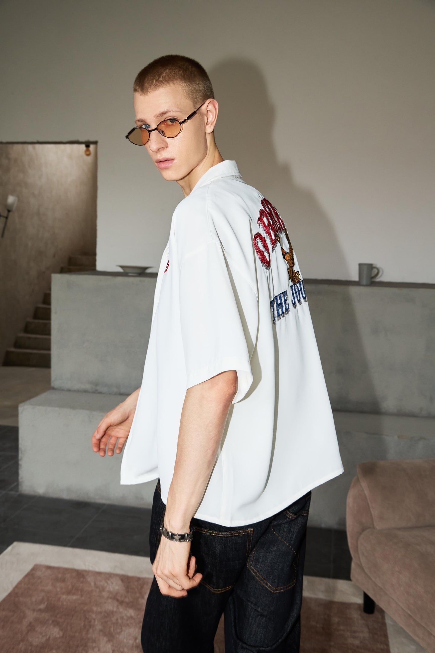 
                  
                    Eagle Chain- Stitch Camp Shirt White【M26-18WH】
                  
                