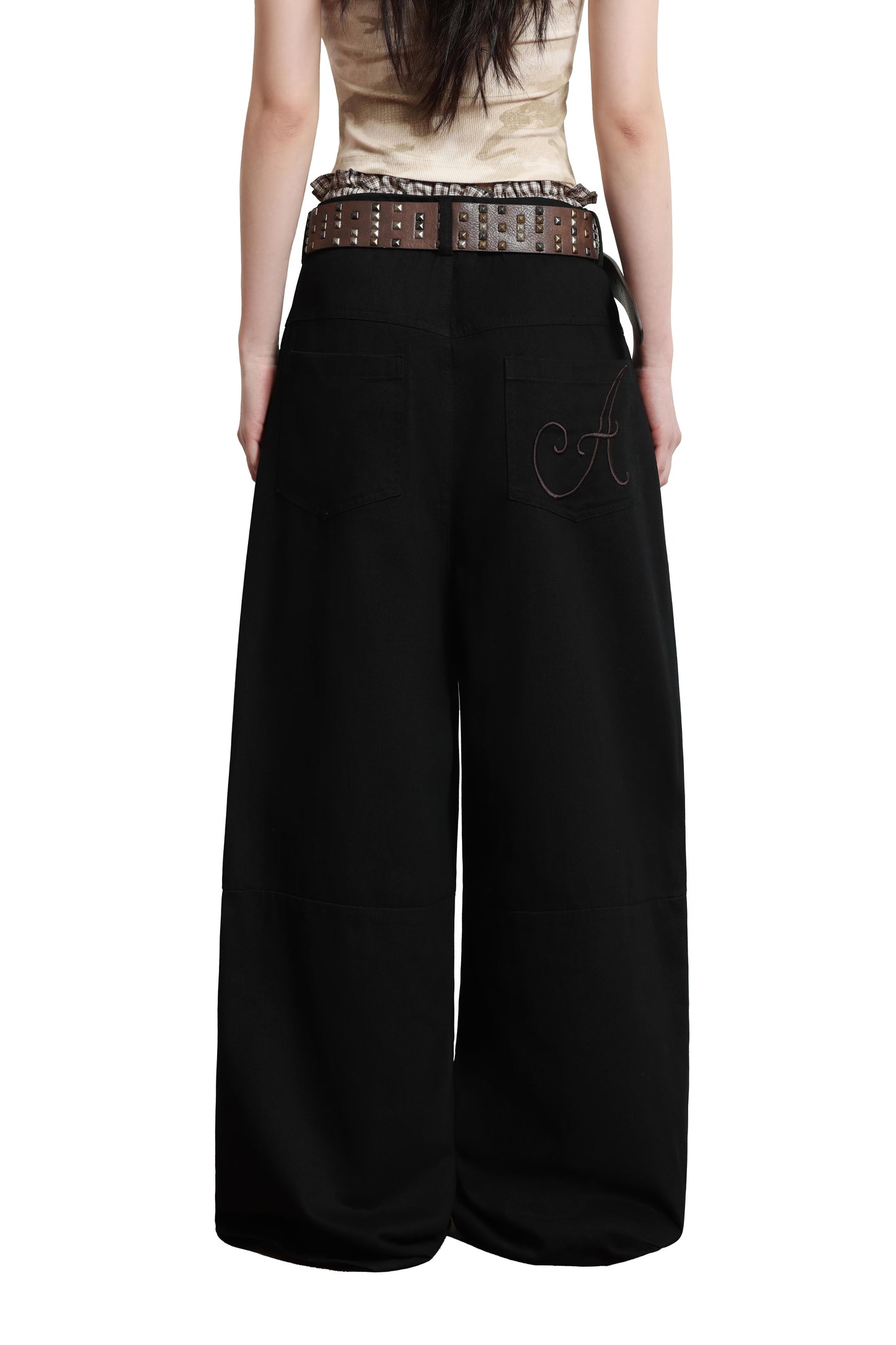 
                  
                    Flowy Straight-Leg Trousers Black【L26-15BK】
                  
                