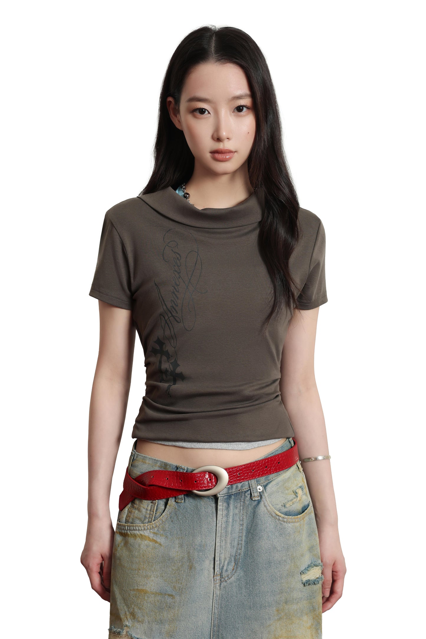 
                  
                    Pleated Slit Top Khaki【L26-16KA】
                  
                