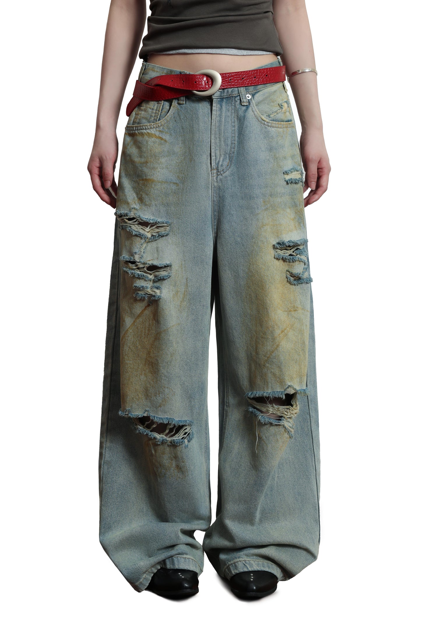 
                  
                    Vintage Dirty Washed Denim Pants Light Blue【L26-20LB】
                  
                