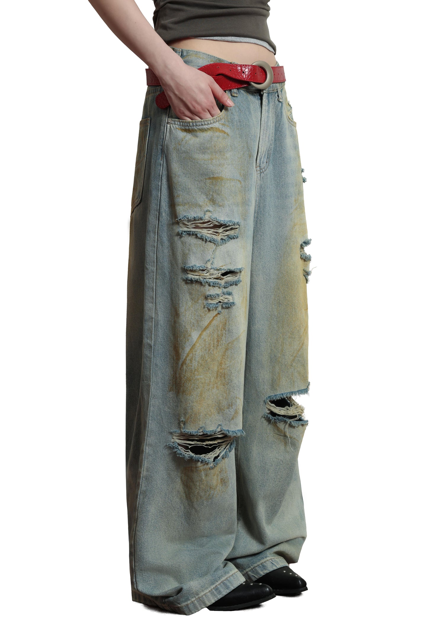 
                  
                    Vintage Dirty Washed Denim Pants Light Blue【L26-20LB】
                  
                
