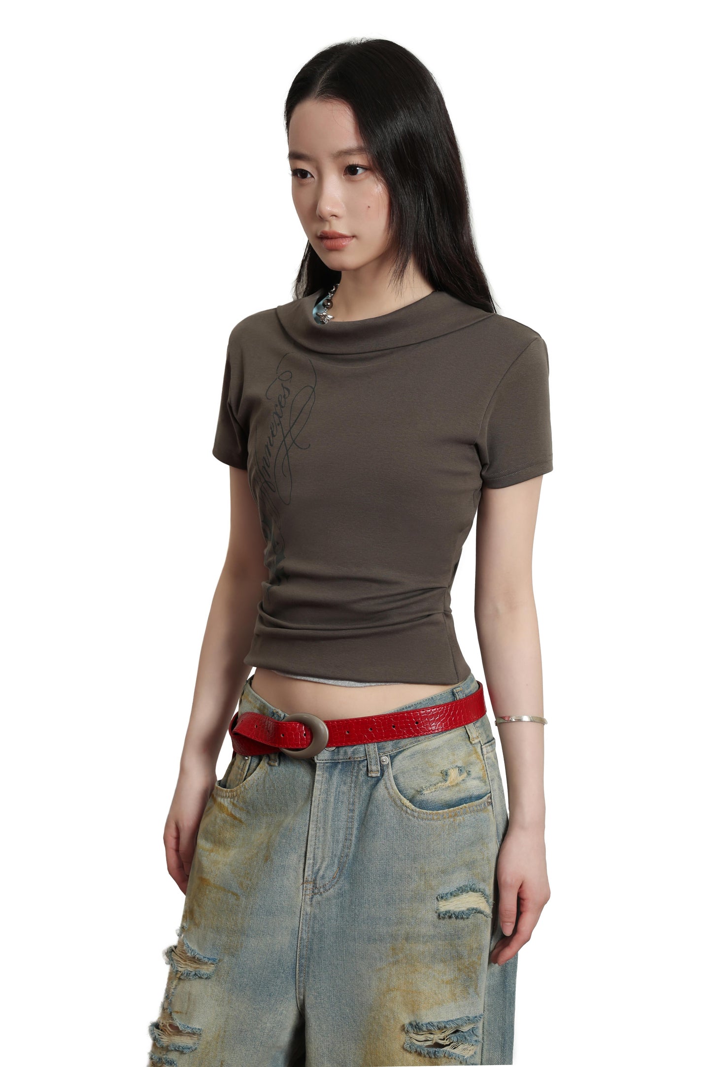 
                  
                    Pleated Slit Top Khaki【L26-16KA】
                  
                