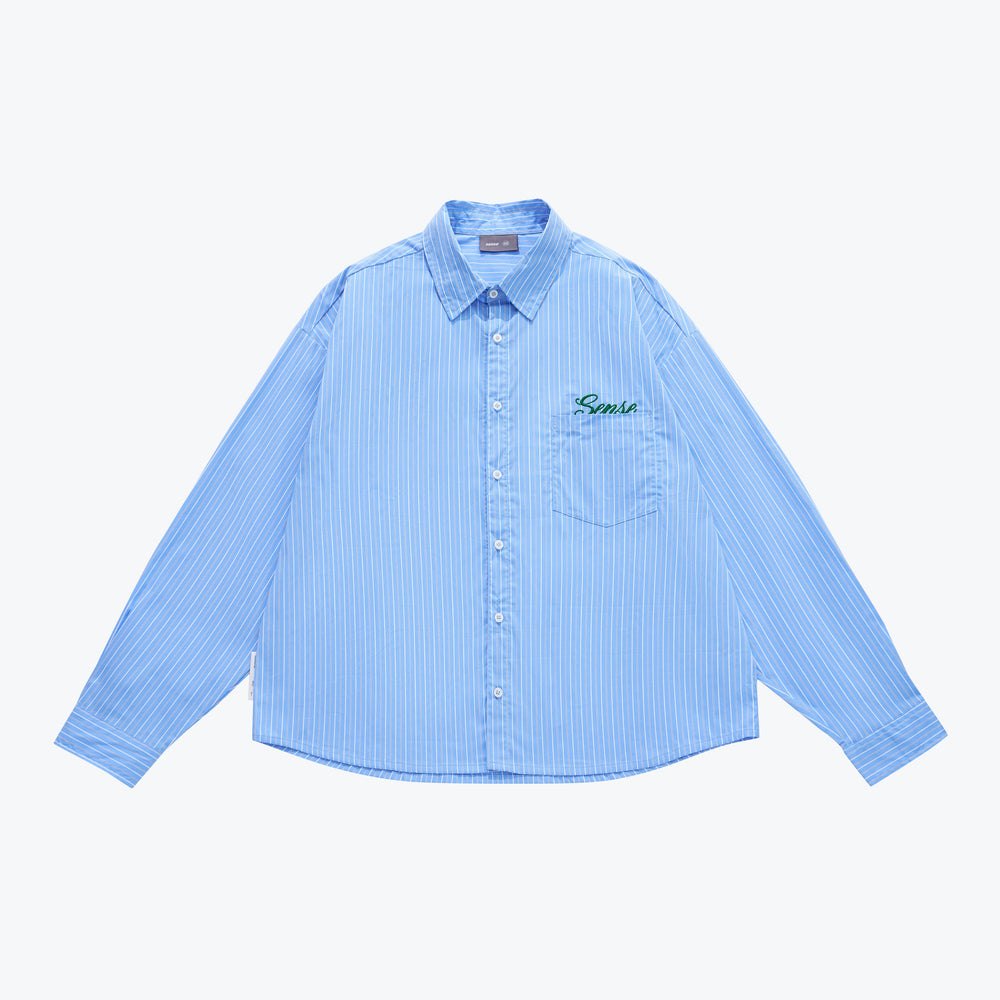 Wide Fit Stripe Shirt Blue【M25-55BL】