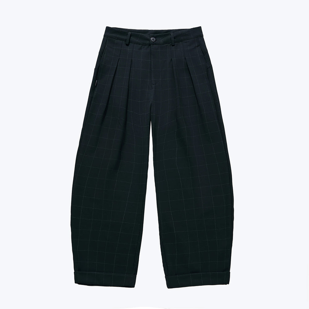 Wide Cut Checker Trousers Black【M25-09BK】