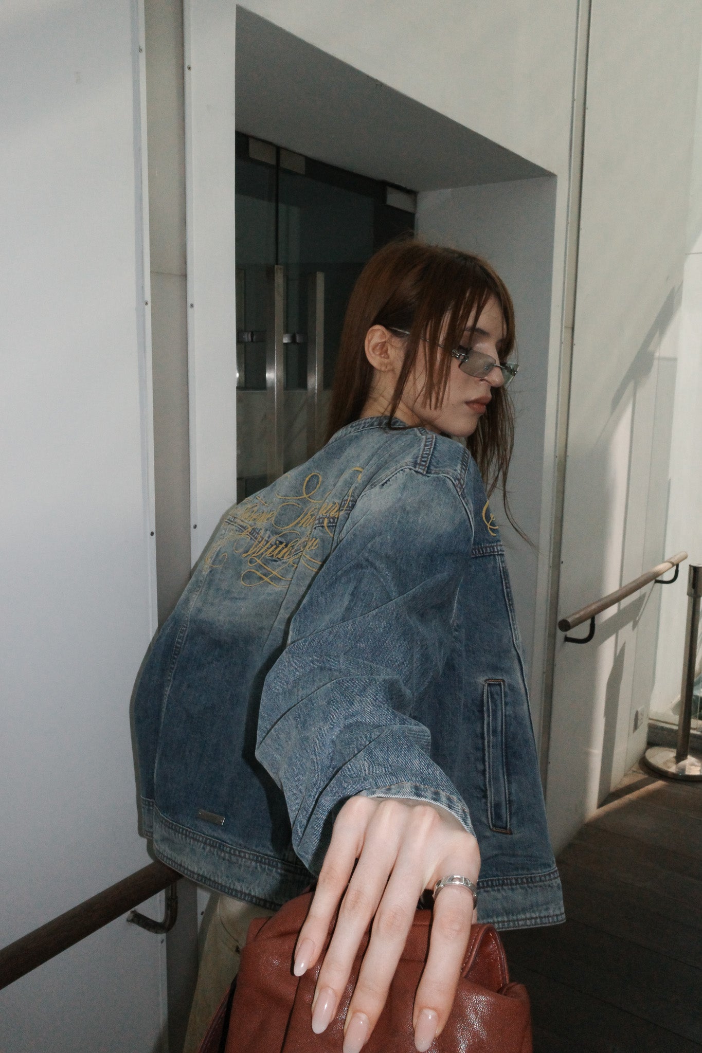 
                  
                    Embroidered Moto Denim Jacket Light Indigo【L25-44LI】
                  
                